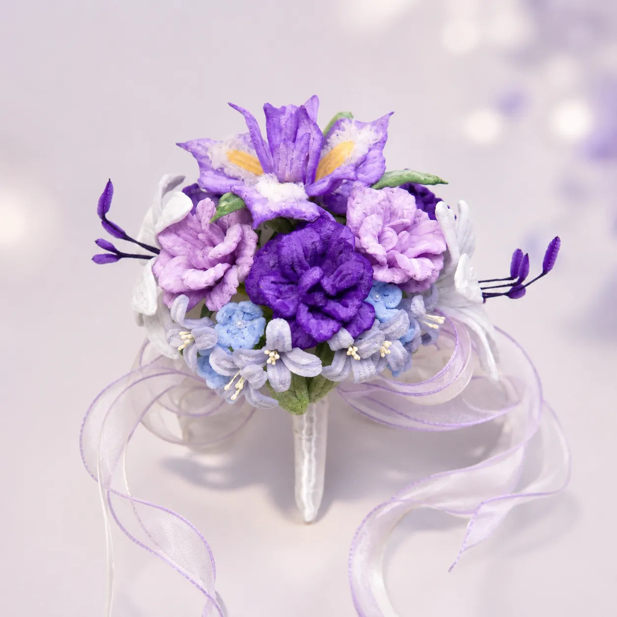 How to Make A Purple Pipe Cleaner Bouquet Lily, Rose & Iris Bridal Bouquet | Hand bouquet Tutorial