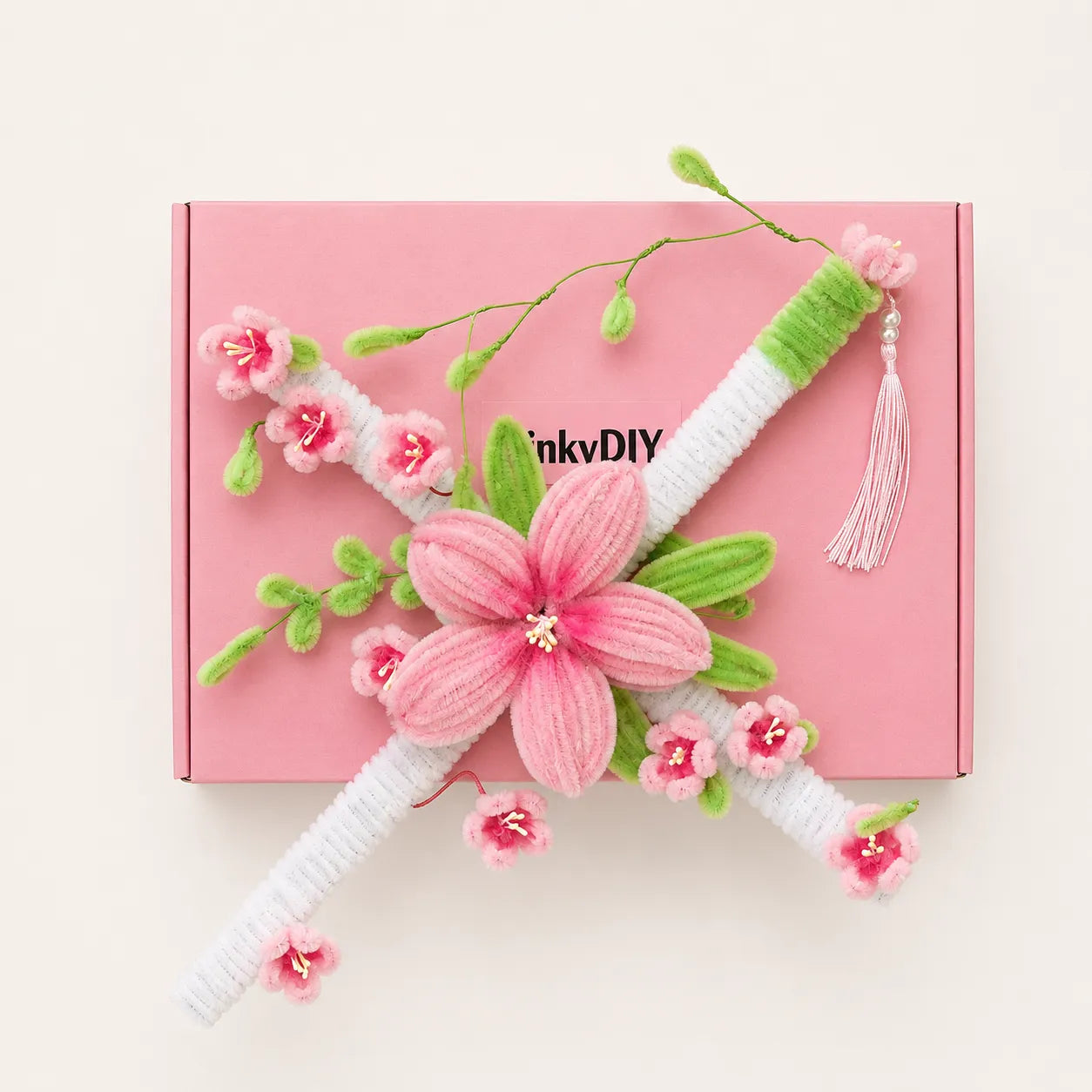 Blossom Pipe Cleaner Flower Sword DIY Kit – Pink, Green & White