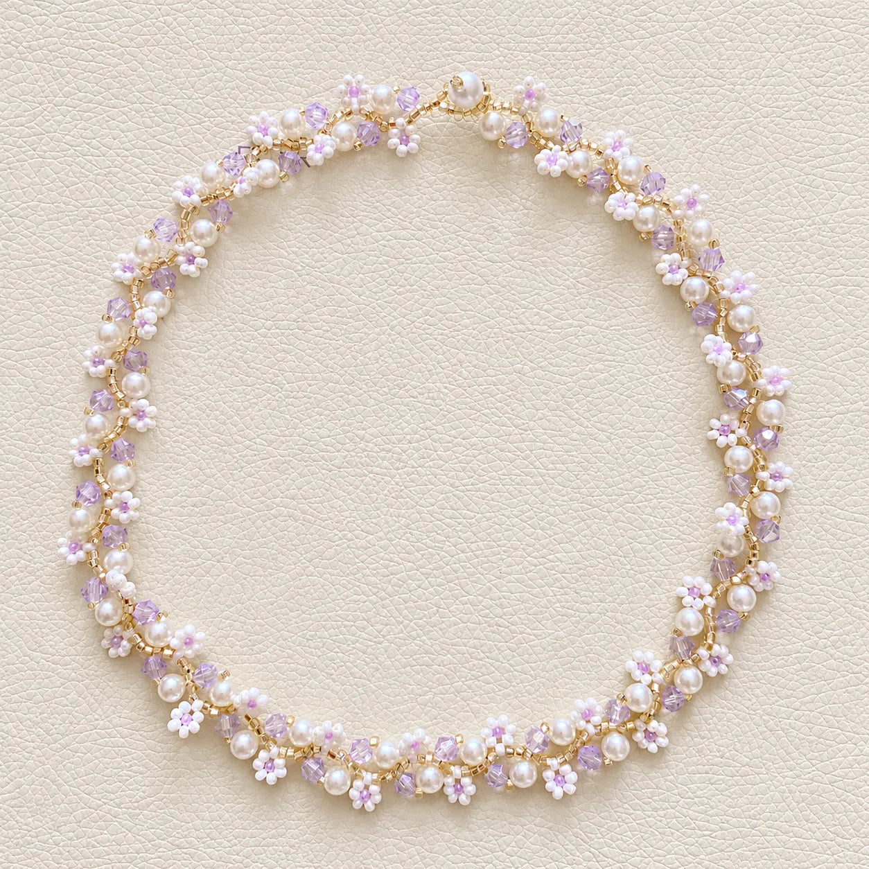 Lilac Faux Pearl Beaded Necklace DIY Kit