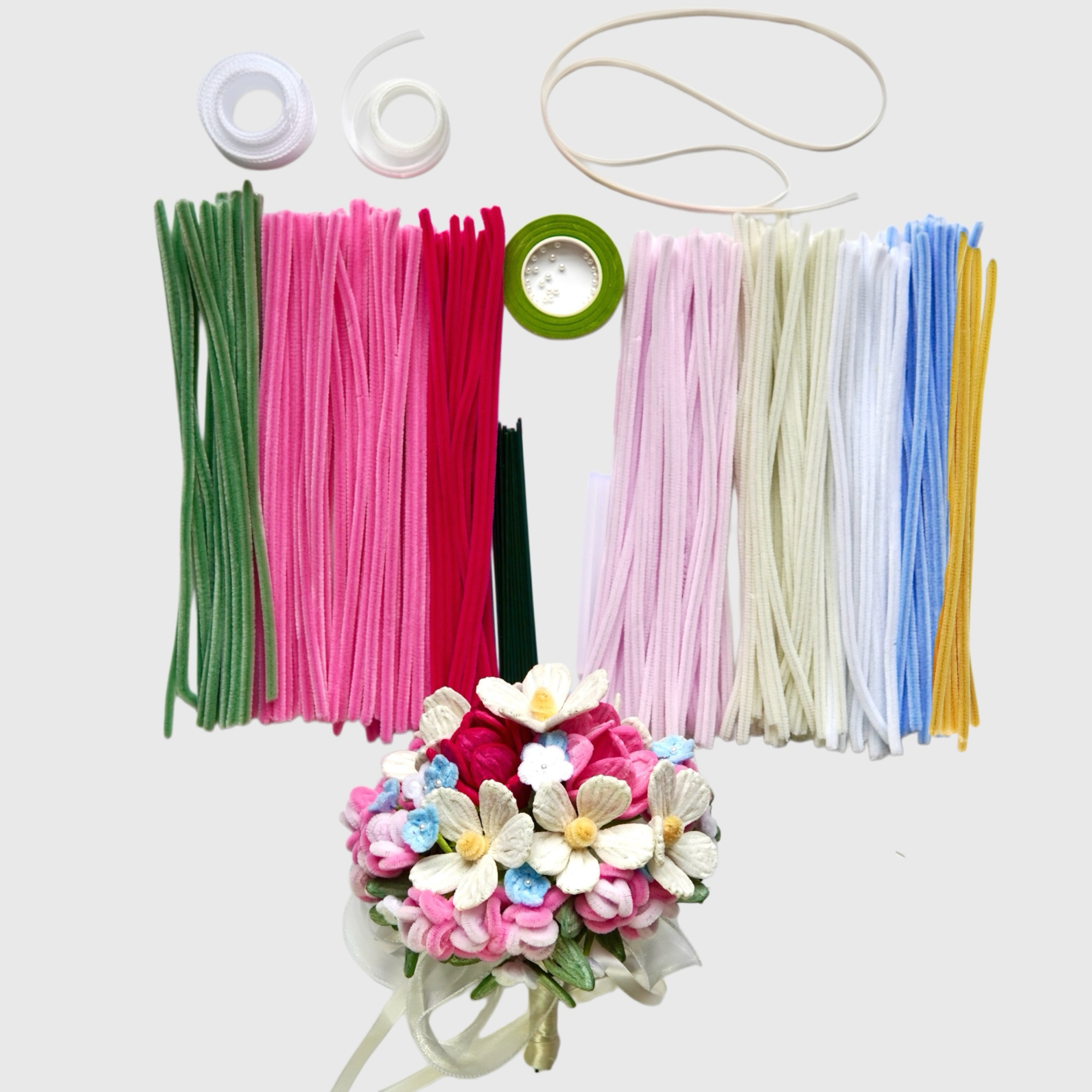 Soft Pastel Spring Flower Bouquet DIY Kit (Daisy & Rose)