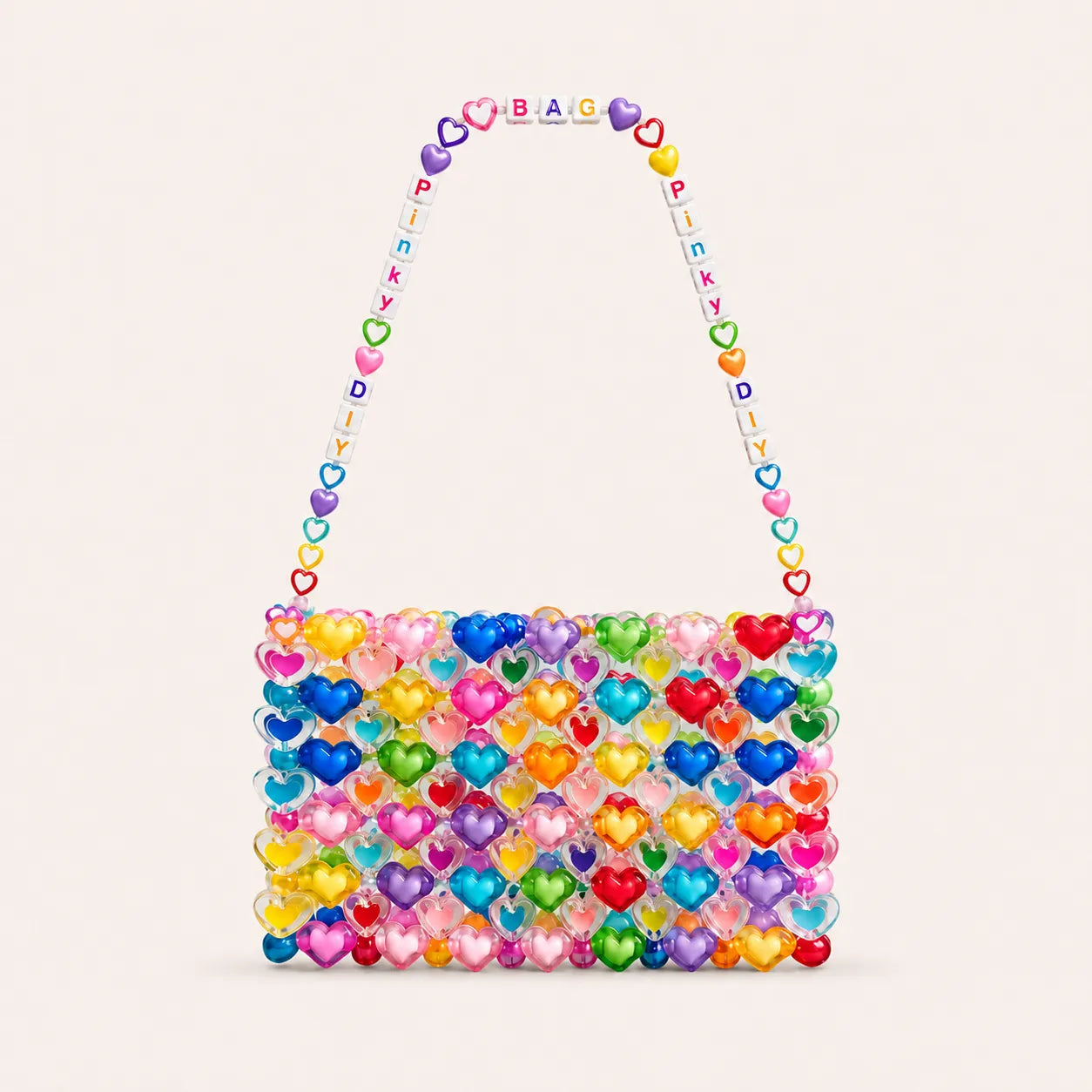 Rainbow Dopamine Jelly Heart Beaded Shoulder Bag DIY Kit – Colorful Translucent Acrylic Handbag