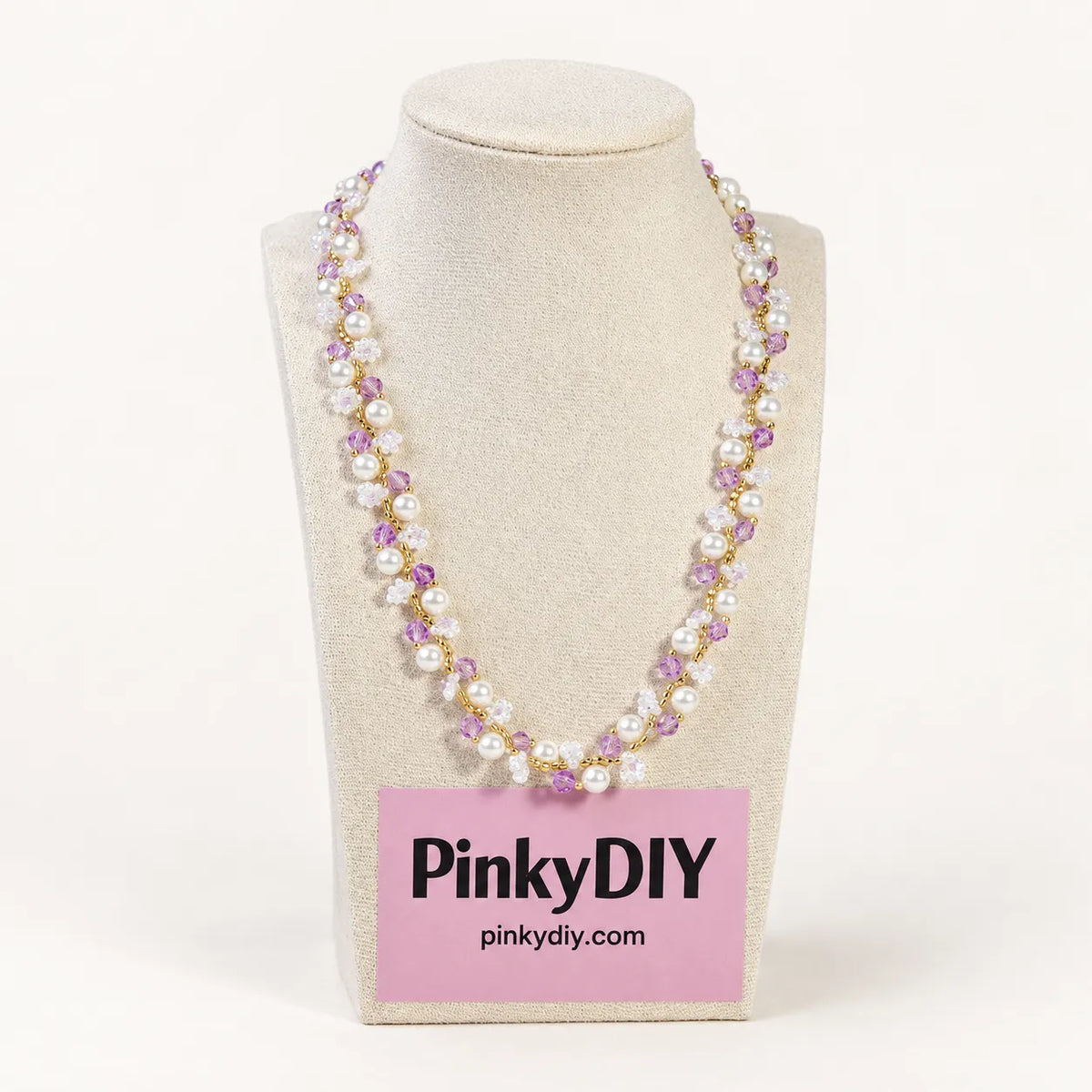 Lilac Faux Pearl Beaded Necklace DIY Kit