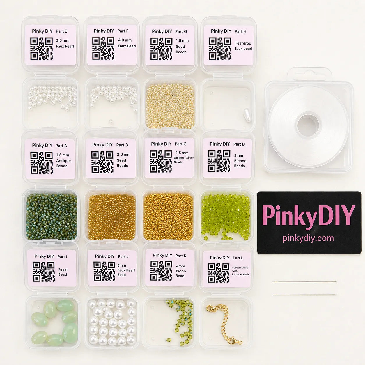 Intricate Green & Gold DIY Bead Necklace Kit with Agate, Faux Pearls & Rhinestone Accents