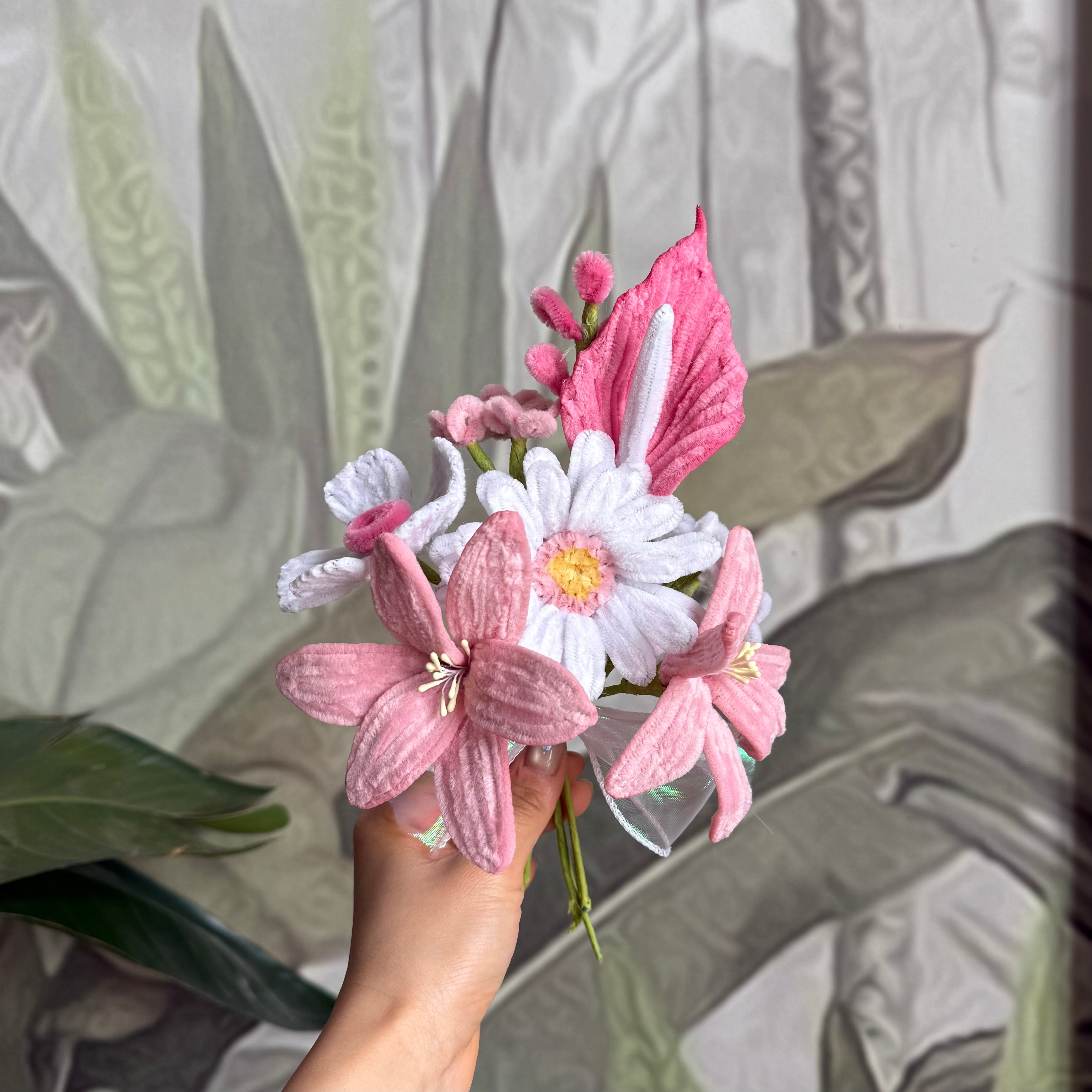 Pink Spring Small Flower Bouquet DIY Kit – Calla Lily, Tulip & Gerbera