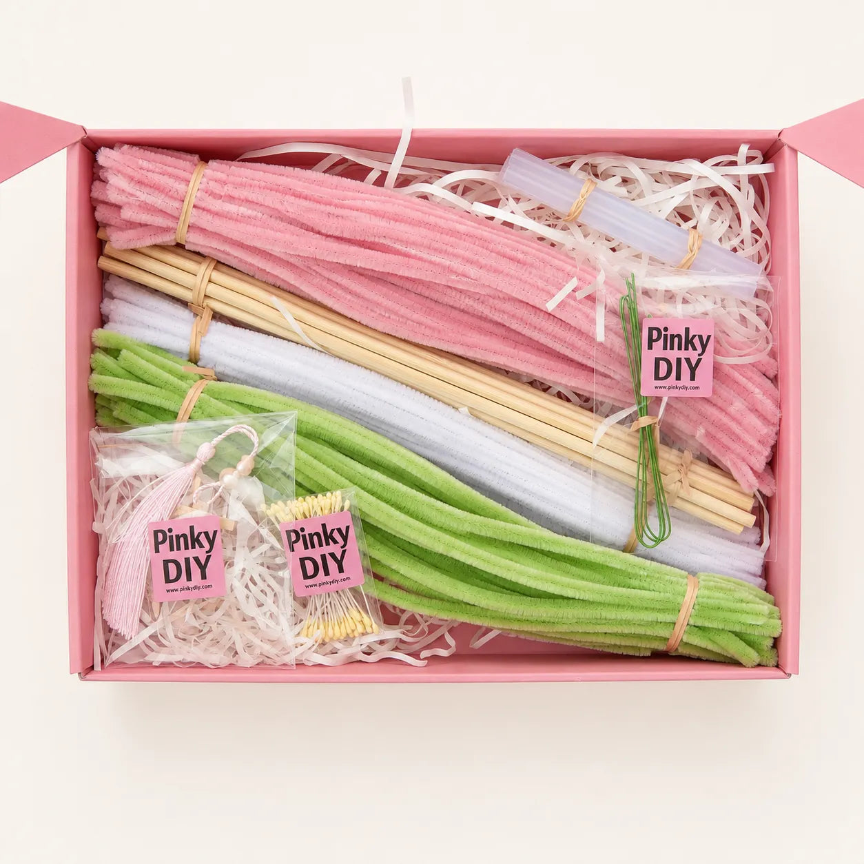 Blossom Pipe Cleaner Flower Sword DIY Kit – Pink, Green & White