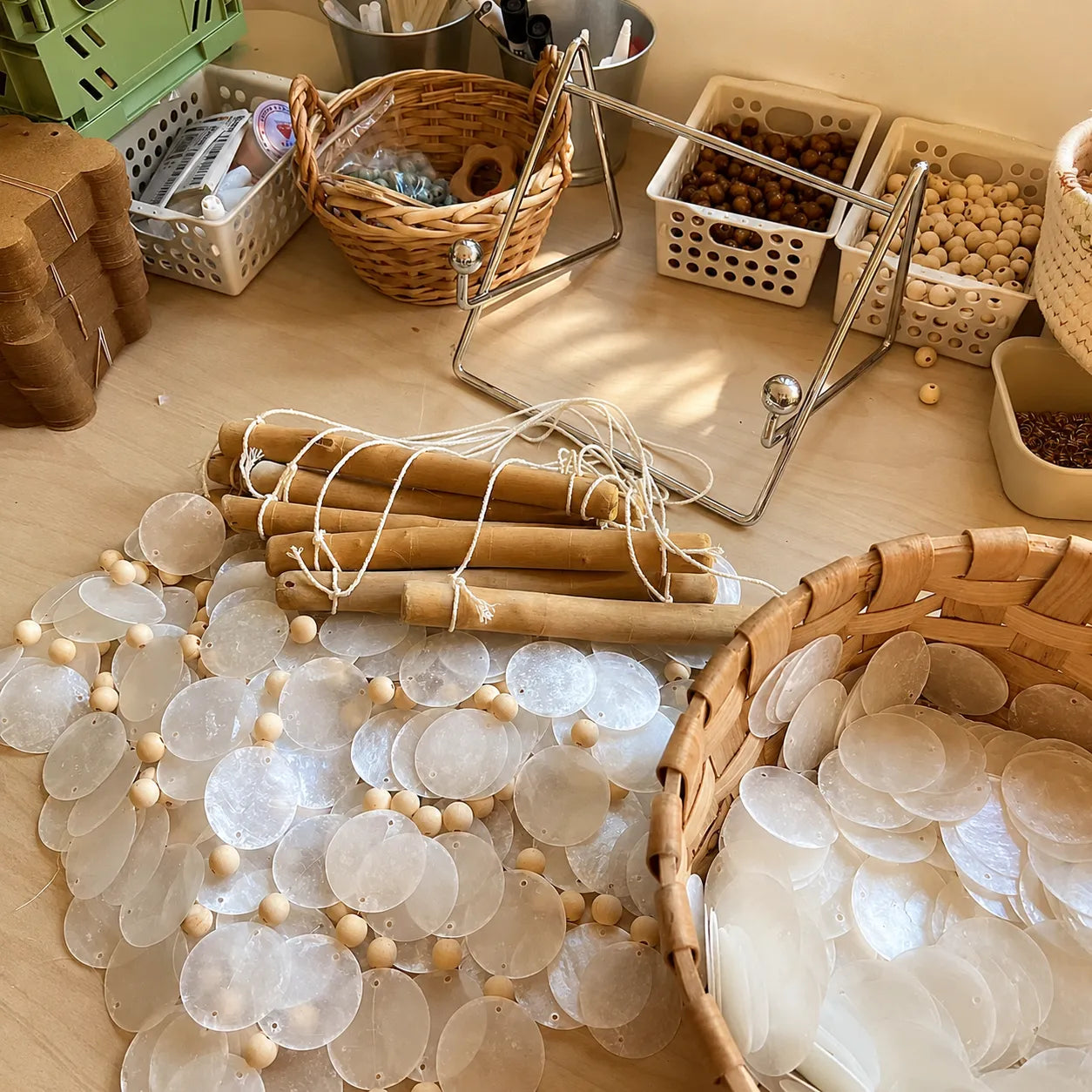 Natural Mother of Pearl Wind Chime | Handmade Wooden Wall Hanging Decor