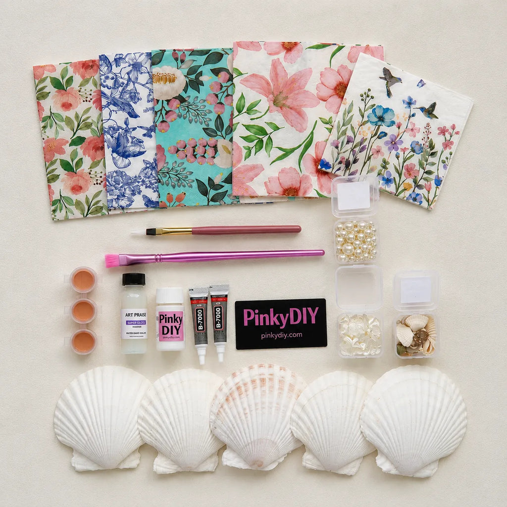 Decoupage Seashell Trinket Dish DIY Kit