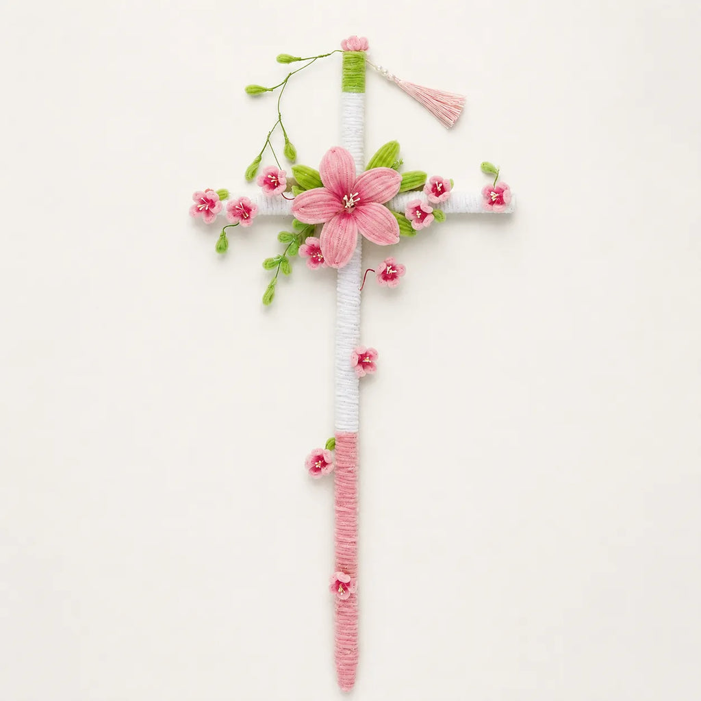 Blossom Pipe Cleaner Flower Sword DIY Kit – Pink, Green & White