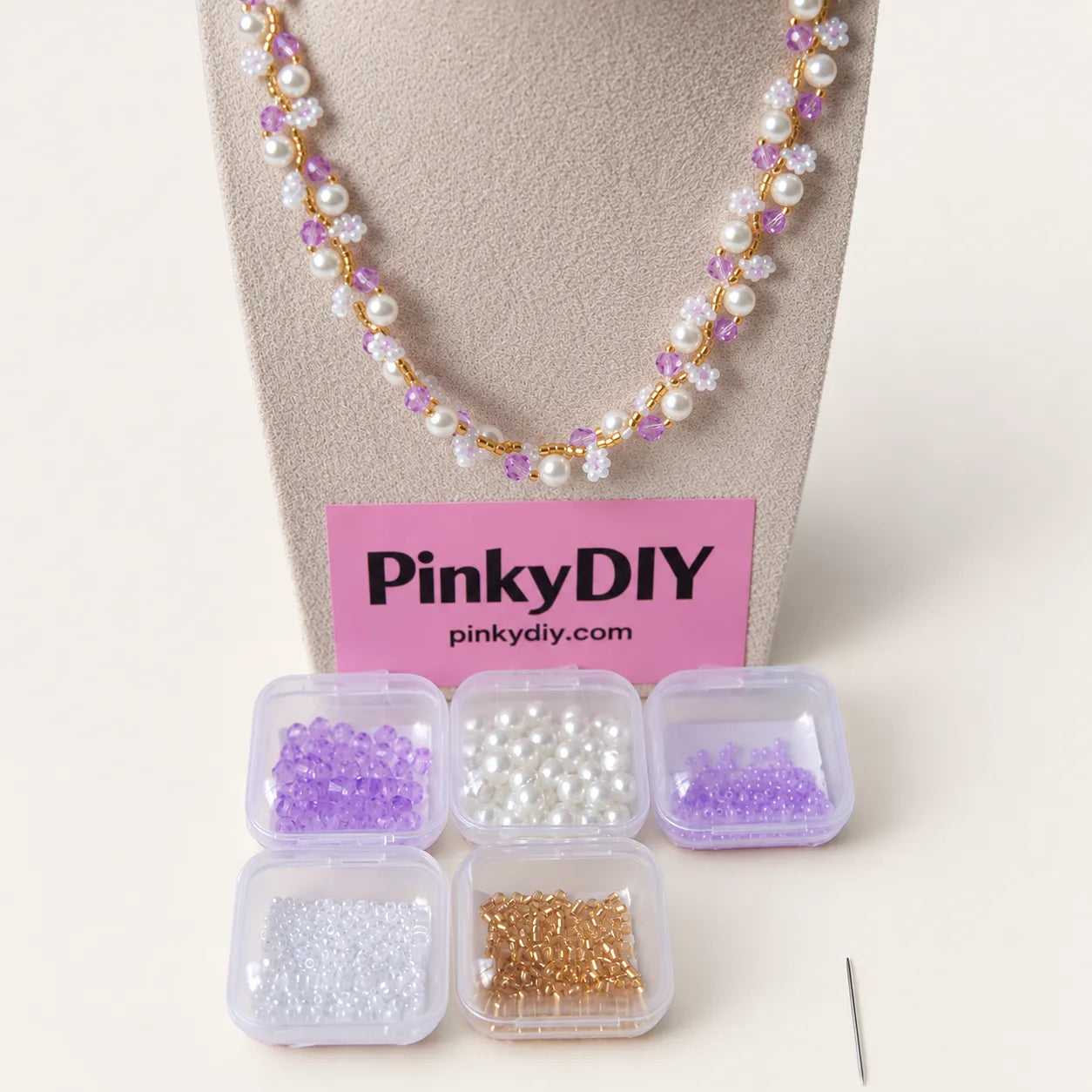 Lilac Faux Pearl Beaded Necklace DIY Kit