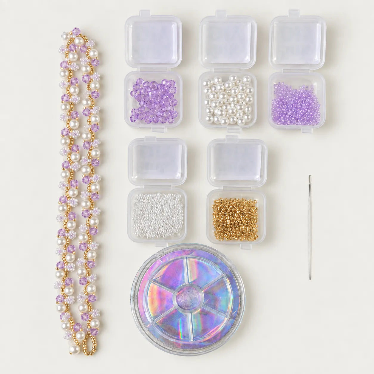 Lilac Faux Pearl Beaded Necklace DIY Kit