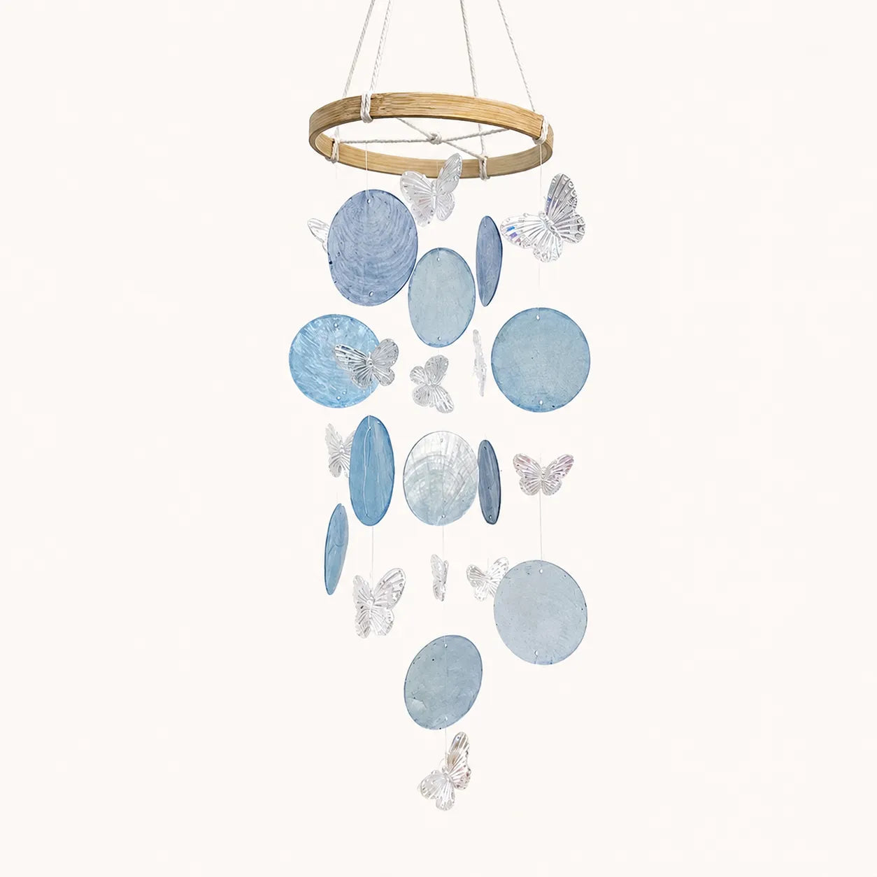 Blue Ocean Crystal Butterfly Mother of Pearl Wind Chime DIY Kit