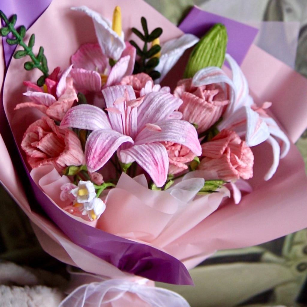 Élégant Kit de Bouquet de Fleurs DIY en Cure-Pipes Roses – Cadeau Fait Main Élégant pour Mère / pour Elle