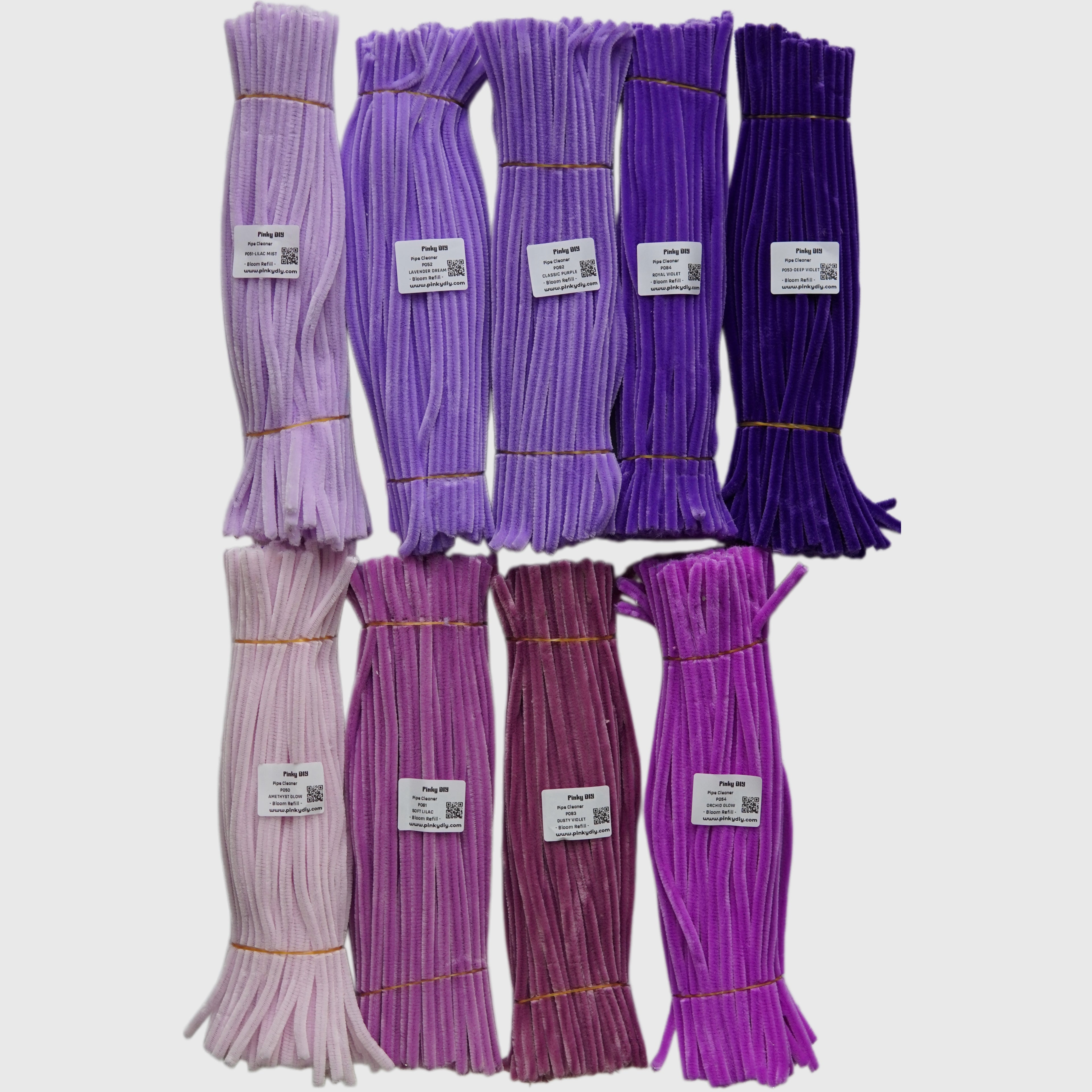 Purple Pipe Cleaner Stems (Lavender, Lilac & Deep Purple) - for DIY Crafts
