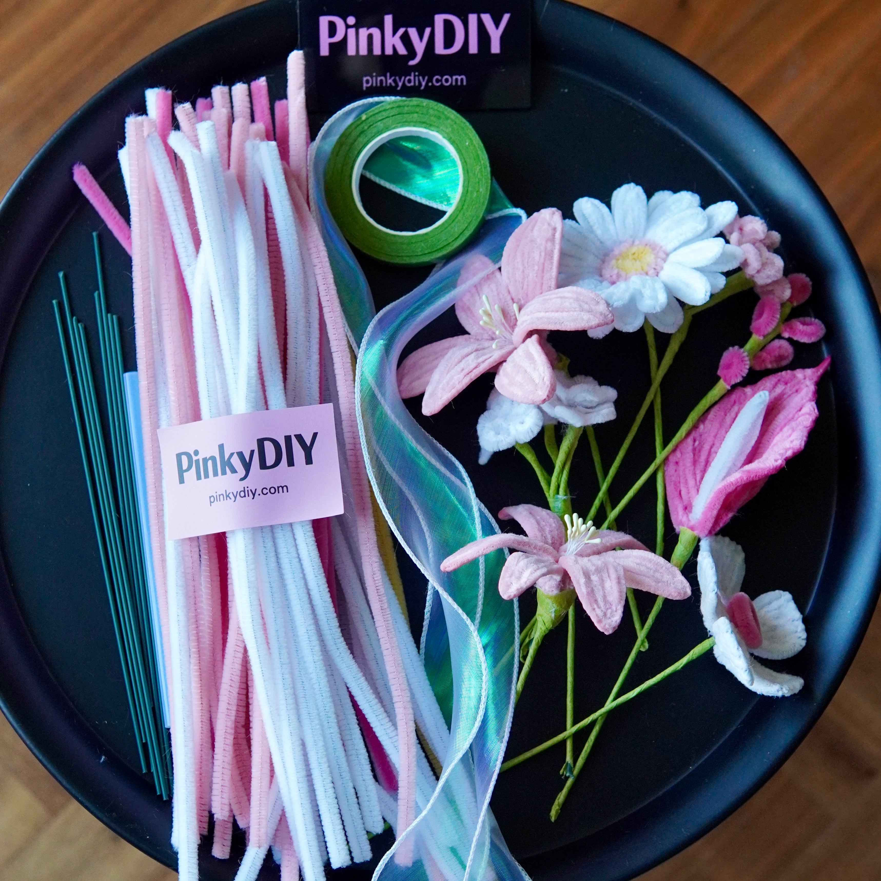 Pink Spring Small Flower Bouquet DIY Kit – Calla Lily, Tulip & Gerbera