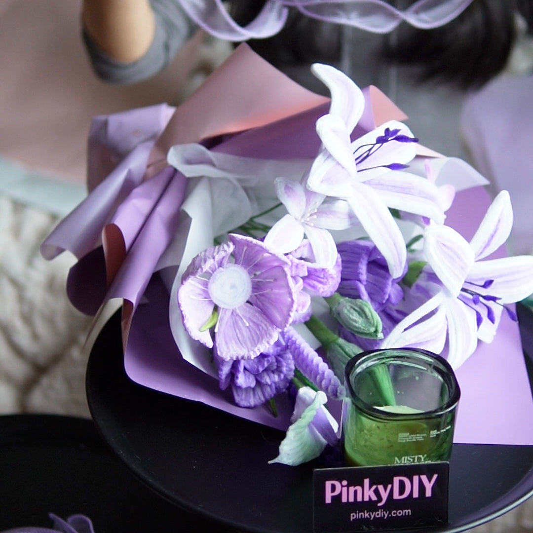 Lavender Violet/Purple DIY Pipe Cleaner Flower Bouquet Kit – Beginner Friendly Craft