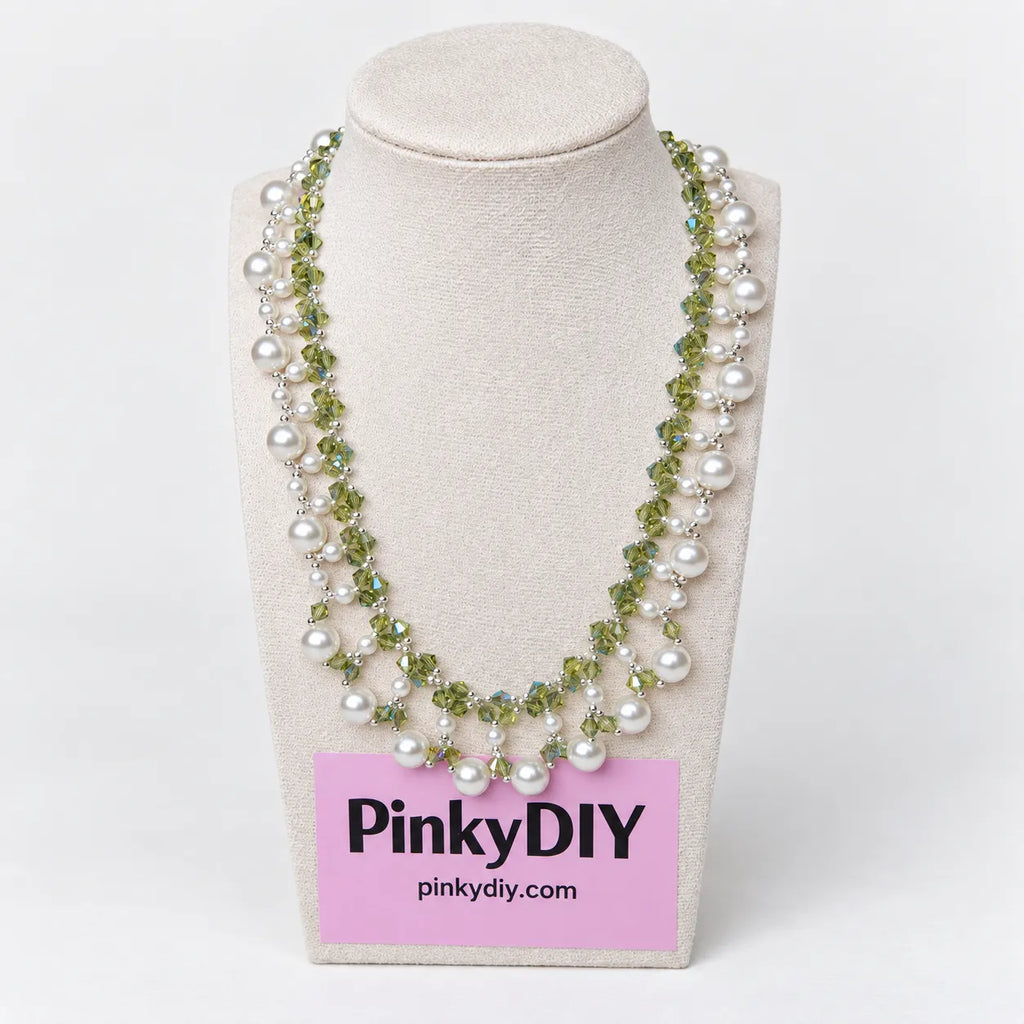 Forest Green Faux Pearl Beaded Necklace DIY Kit – Easy Jewelry Making Kit