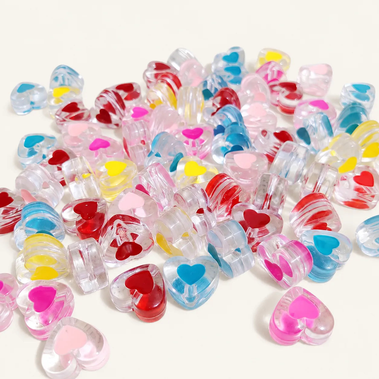 Rainbow Dopamine Jelly Heart Beaded Shoulder Bag DIY Kit – Colorful Translucent Acrylic Handbag
