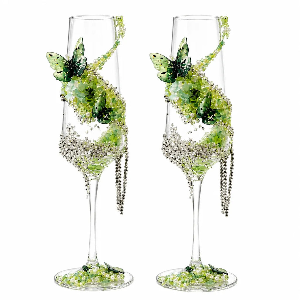 DIY Crystal Rhinestone Butterfly Toast Champagne Flute Kit