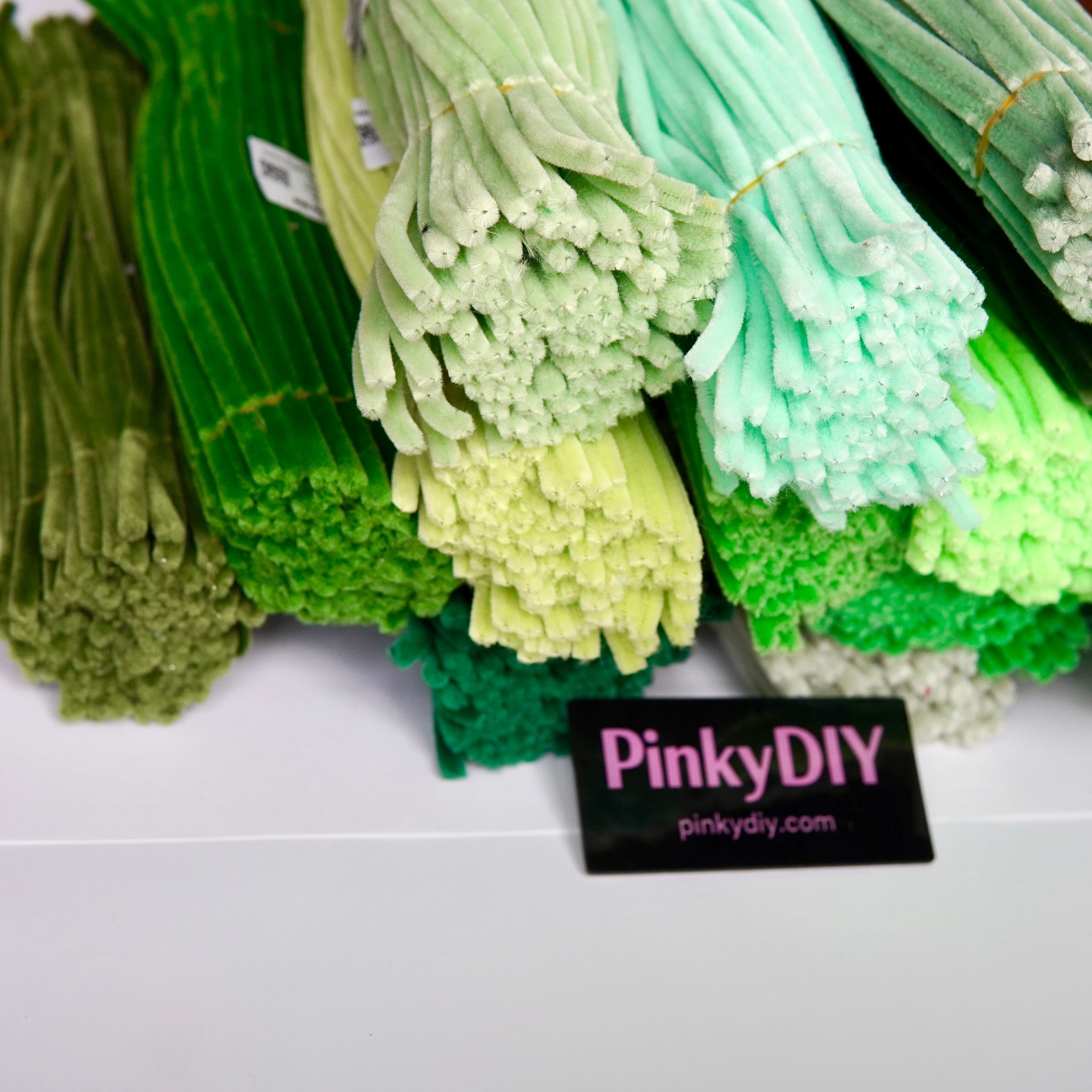 Green Pipe Cleaner Stems (Avocado, Mint & Matcha Tones)  | Soft Craft Stems for DIY Flowers