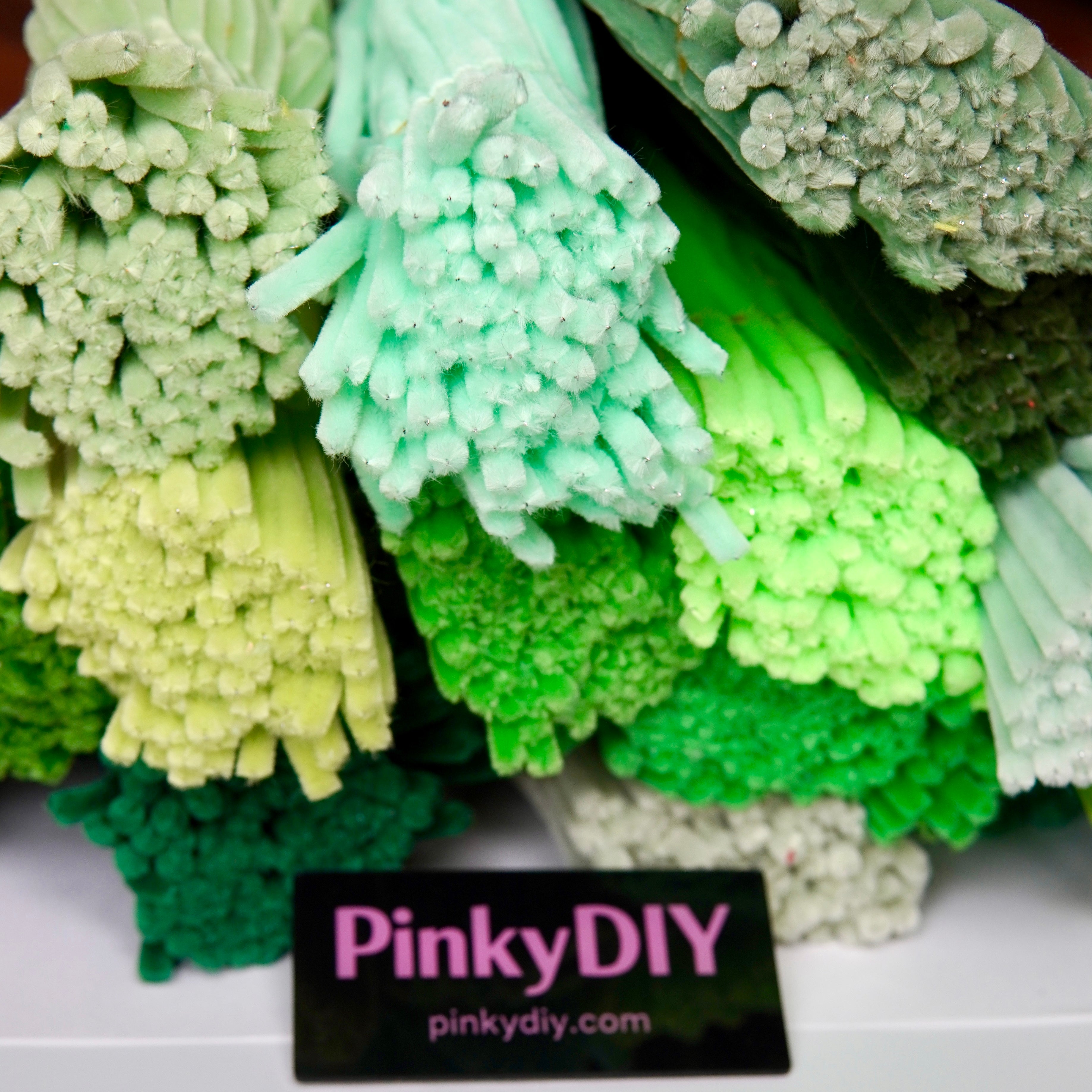 Green Pipe Cleaner Stems (Avocado, Mint & Matcha Tones)  | Soft Craft Stems for DIY Flowers