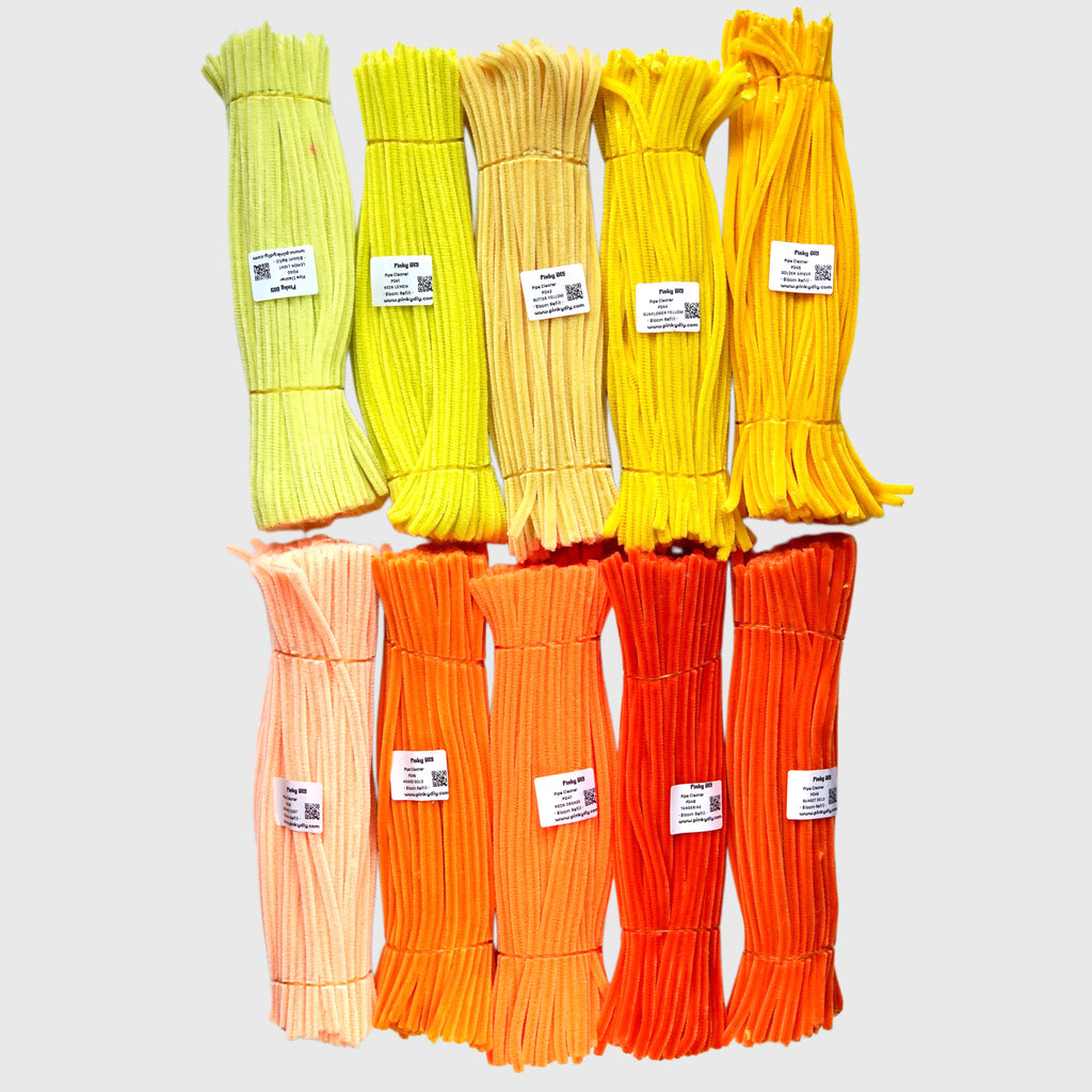 Yellow & Orange Pipe Cleaner Stems (Butter, Lemon & Golden Yellow) - for DIY Crafts