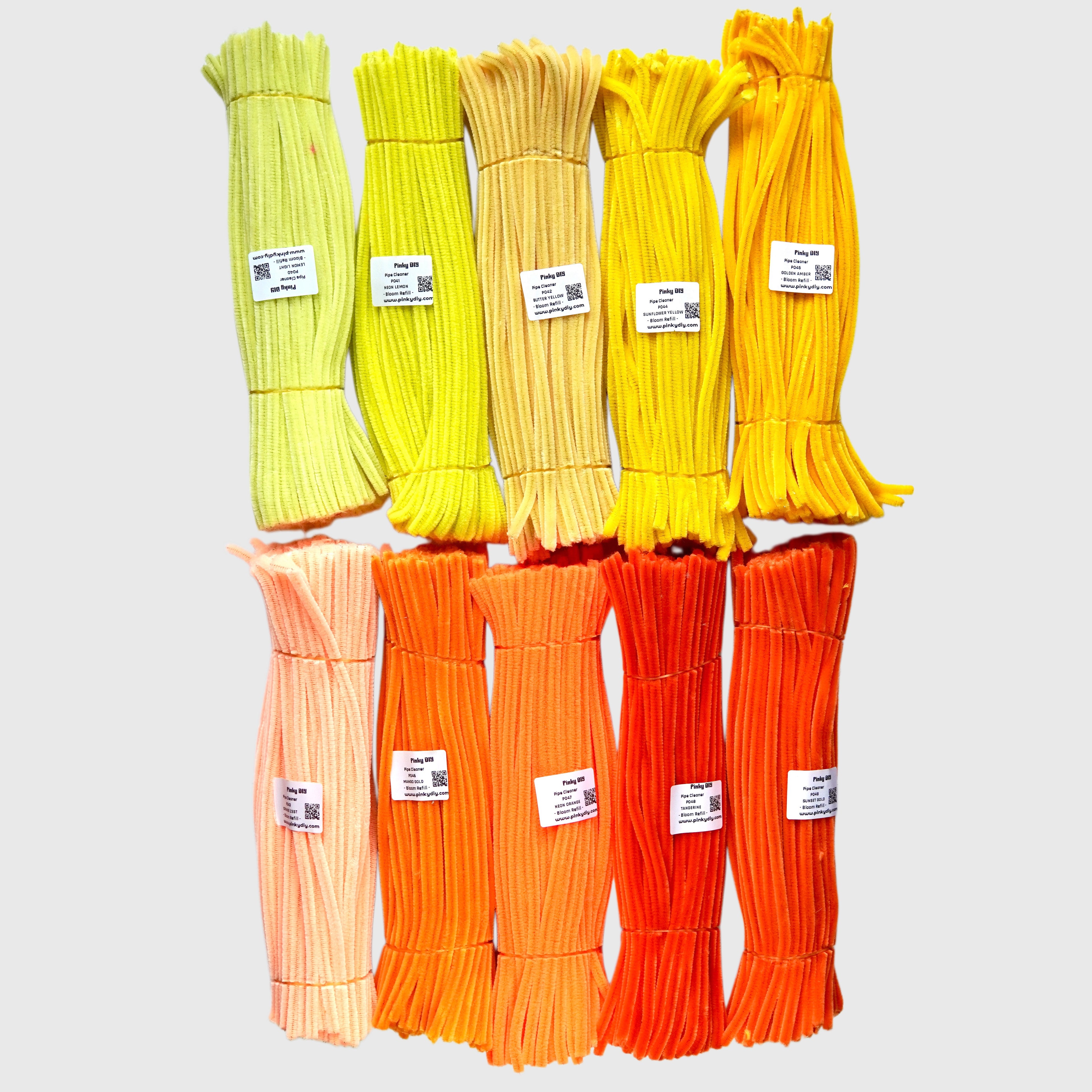 Yellow & Orange Pipe Cleaner Stems (Butter, Lemon & Golden Yellow) - for DIY Crafts