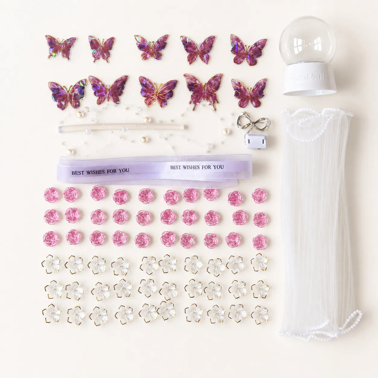 DIY Crystal Rose & Butterfly Fairy Globe Night Light Lamp Kit
