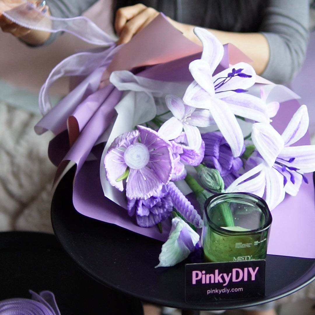 Lavender Violet/Purple DIY Pipe Cleaner Flower Bouquet Kit – Beginner Friendly Craft