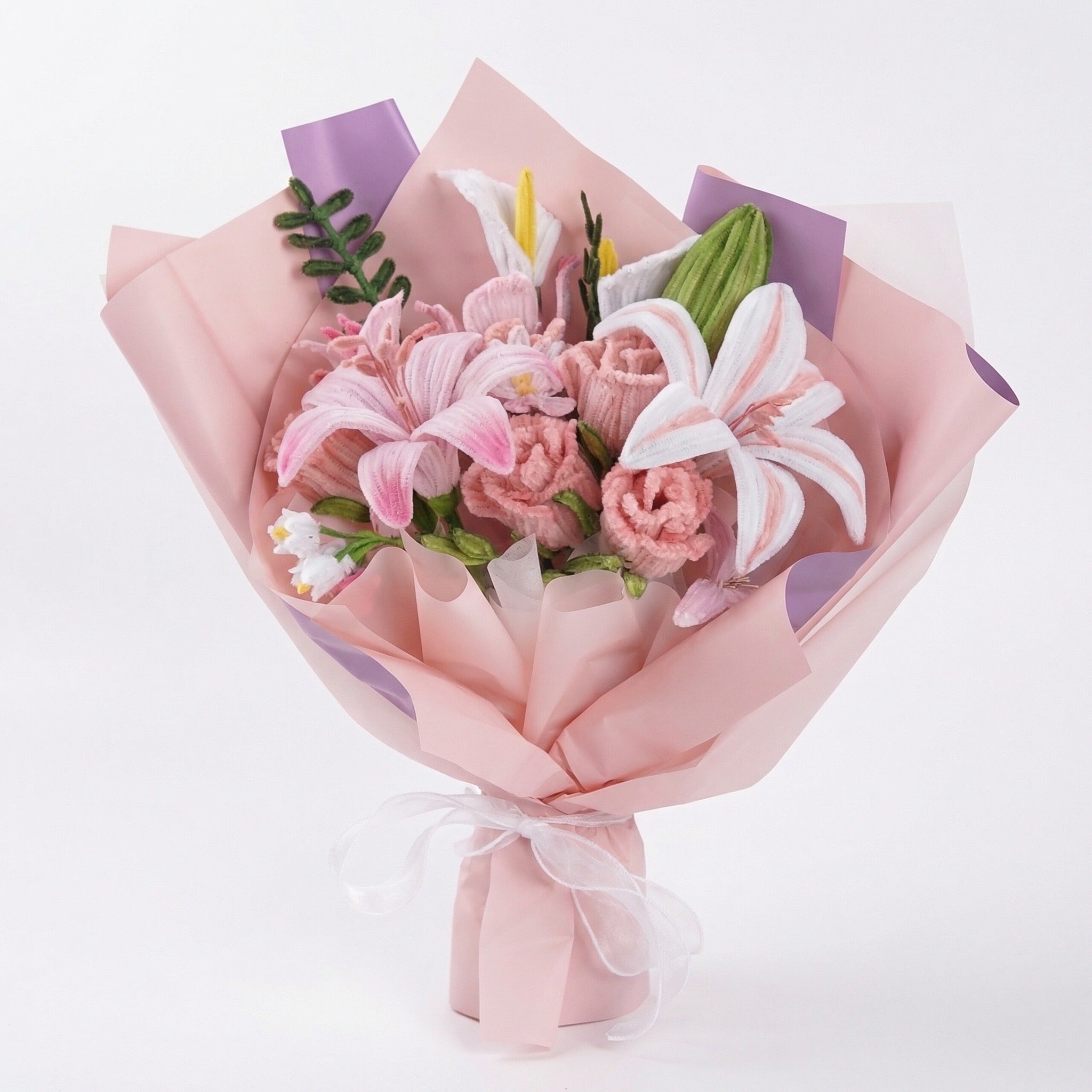 Elegant Pink DIY Pipe Cleaner Flower Bouquet Kit – Elegant Handmade Gift for Mother / for Her