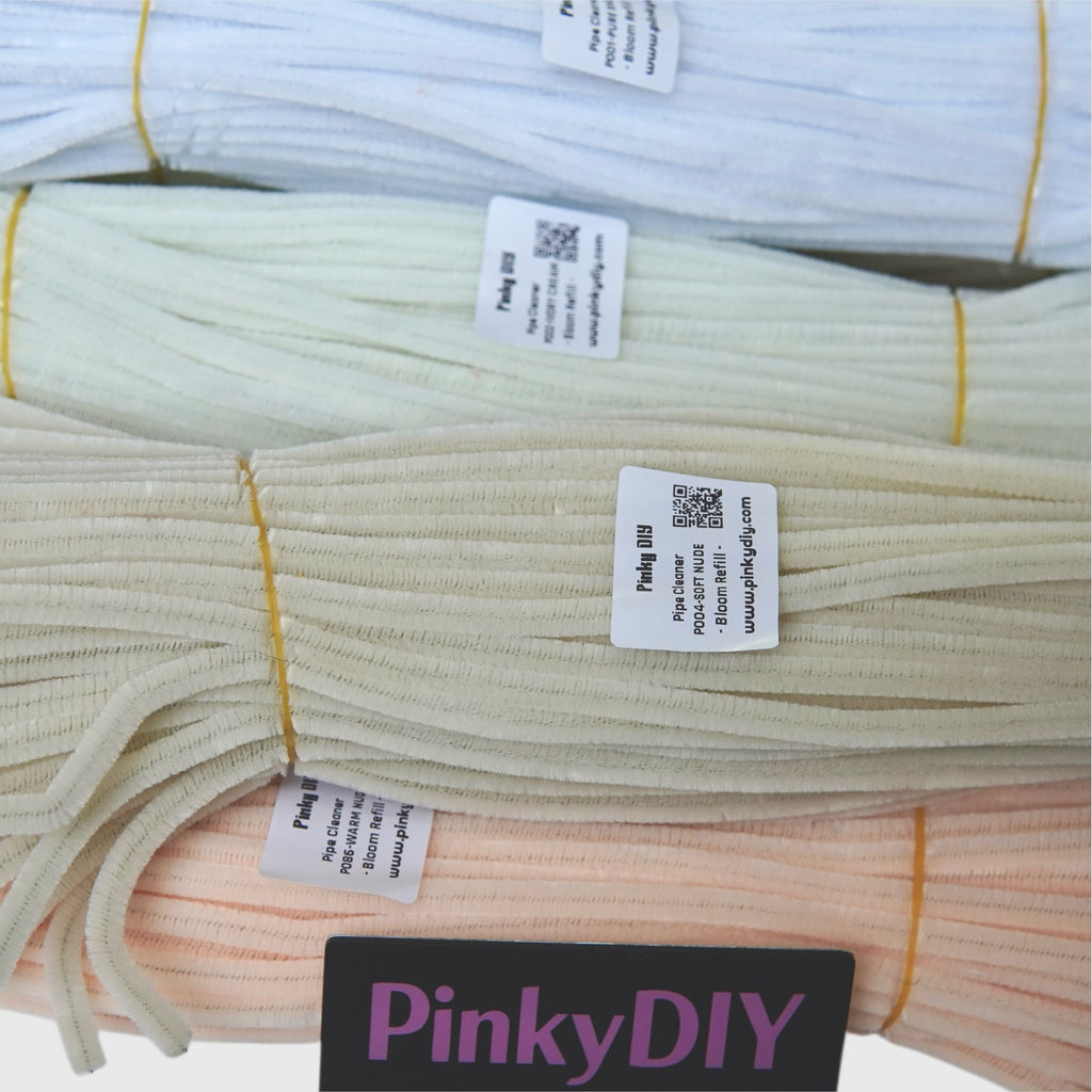 White & Neutral Pipe Cleaner Stems Refill - for DIY Crafts & handmade flower bouquet
