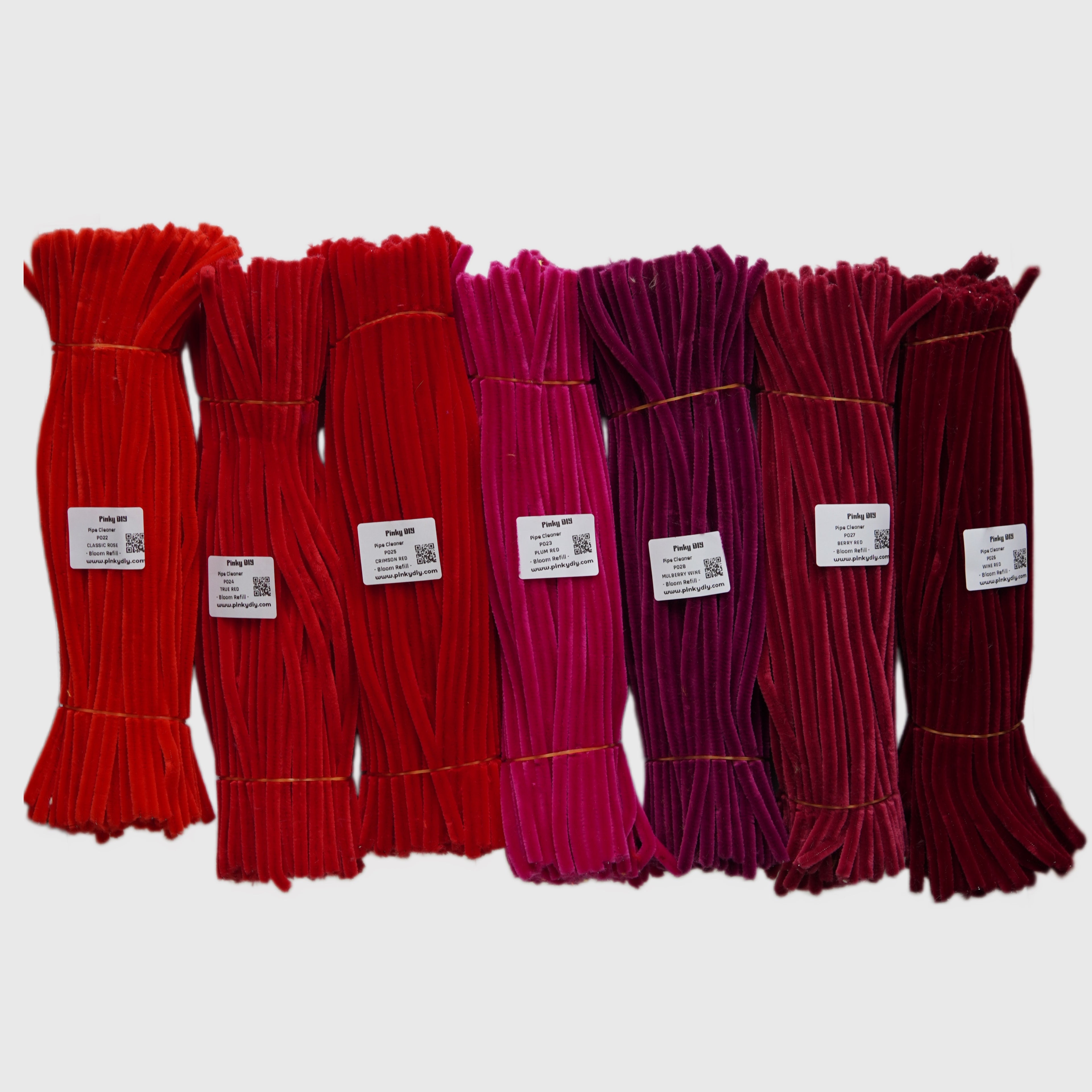 Red Pipe Cleaner Stems (Crimson, Cherry & Rose Red Tones)
