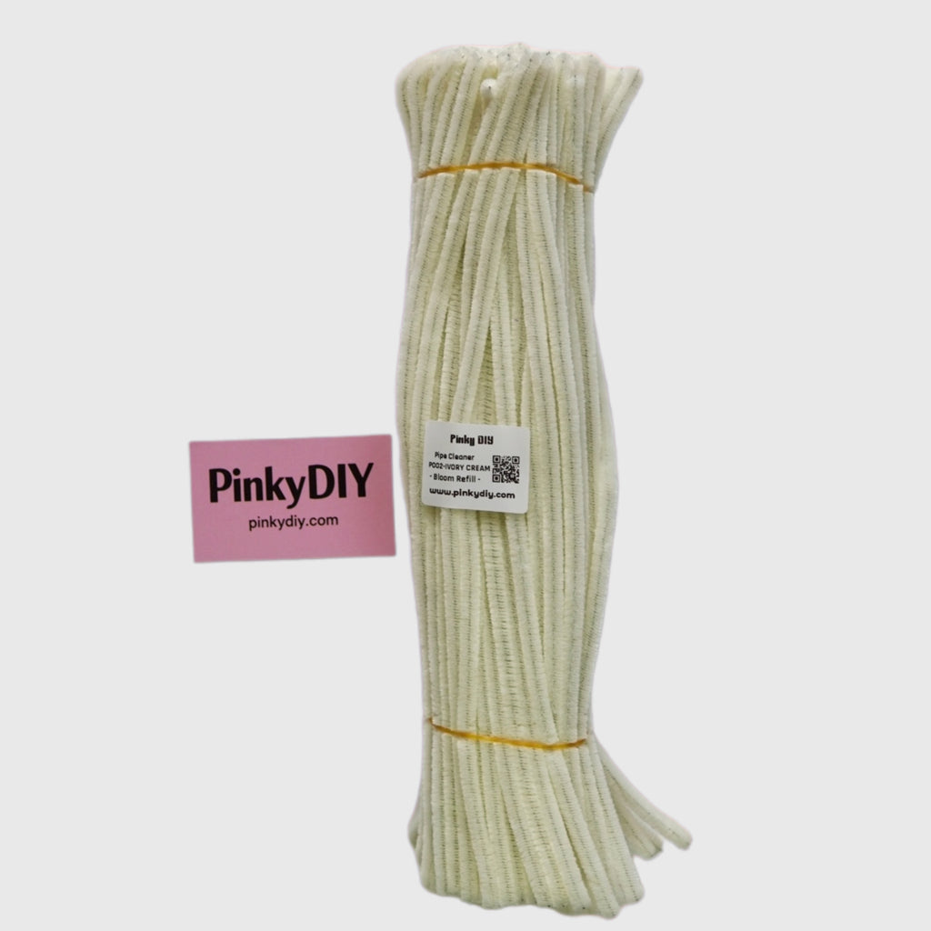 White & Neutral Pipe Cleaner Stems Refill - for DIY Crafts & handmade flower bouquet