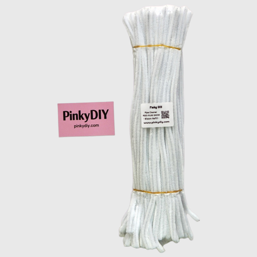 White & Neutral Pipe Cleaner Stems Refill - for DIY Crafts & handmade flower bouquet