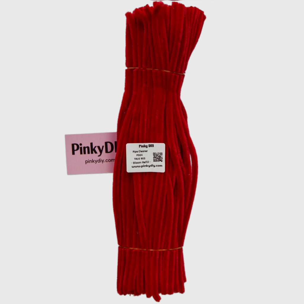 Red Pipe Cleaner Stems (Crimson, Cherry & Rose Red Tones)