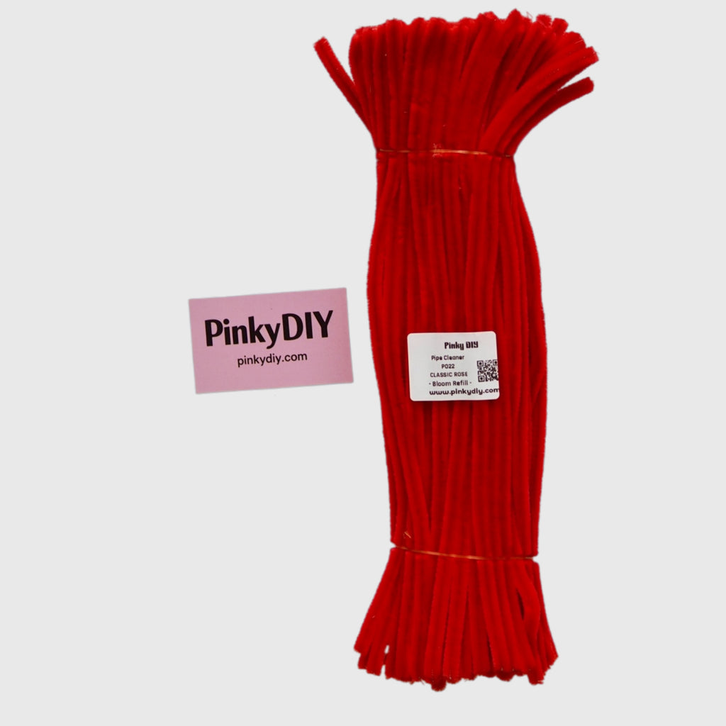 Red Pipe Cleaner Stems (Crimson, Cherry & Rose Red Tones)