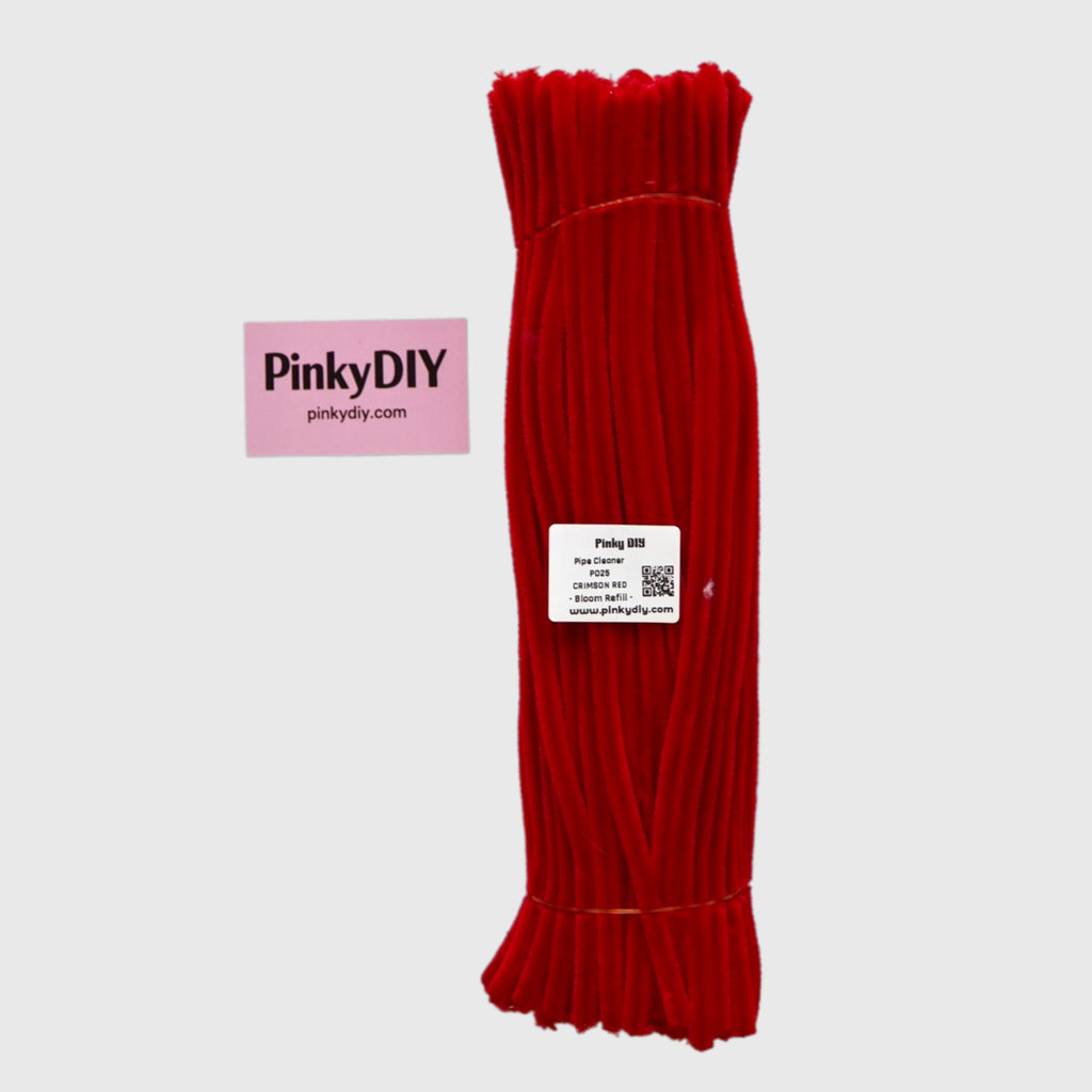 Red Pipe Cleaner Stems (Crimson, Cherry & Rose Red Tones)