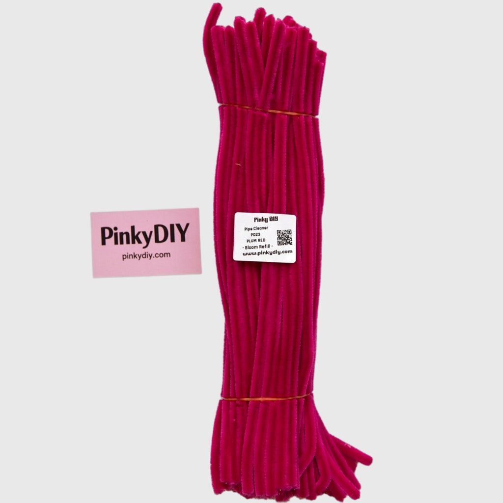 Red Pipe Cleaner Stems (Crimson, Cherry & Rose Red Tones)