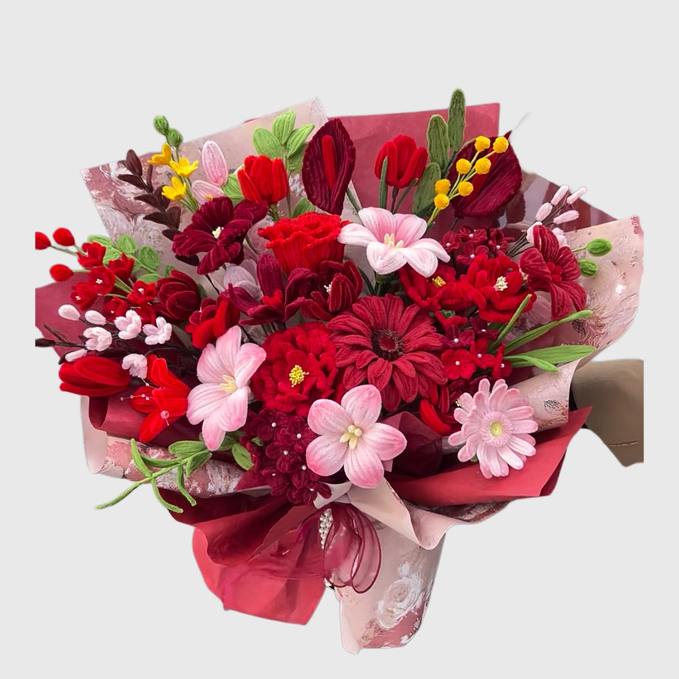 Red Pipe Cleaner Stems (Crimson, Cherry & Rose Red Tones)