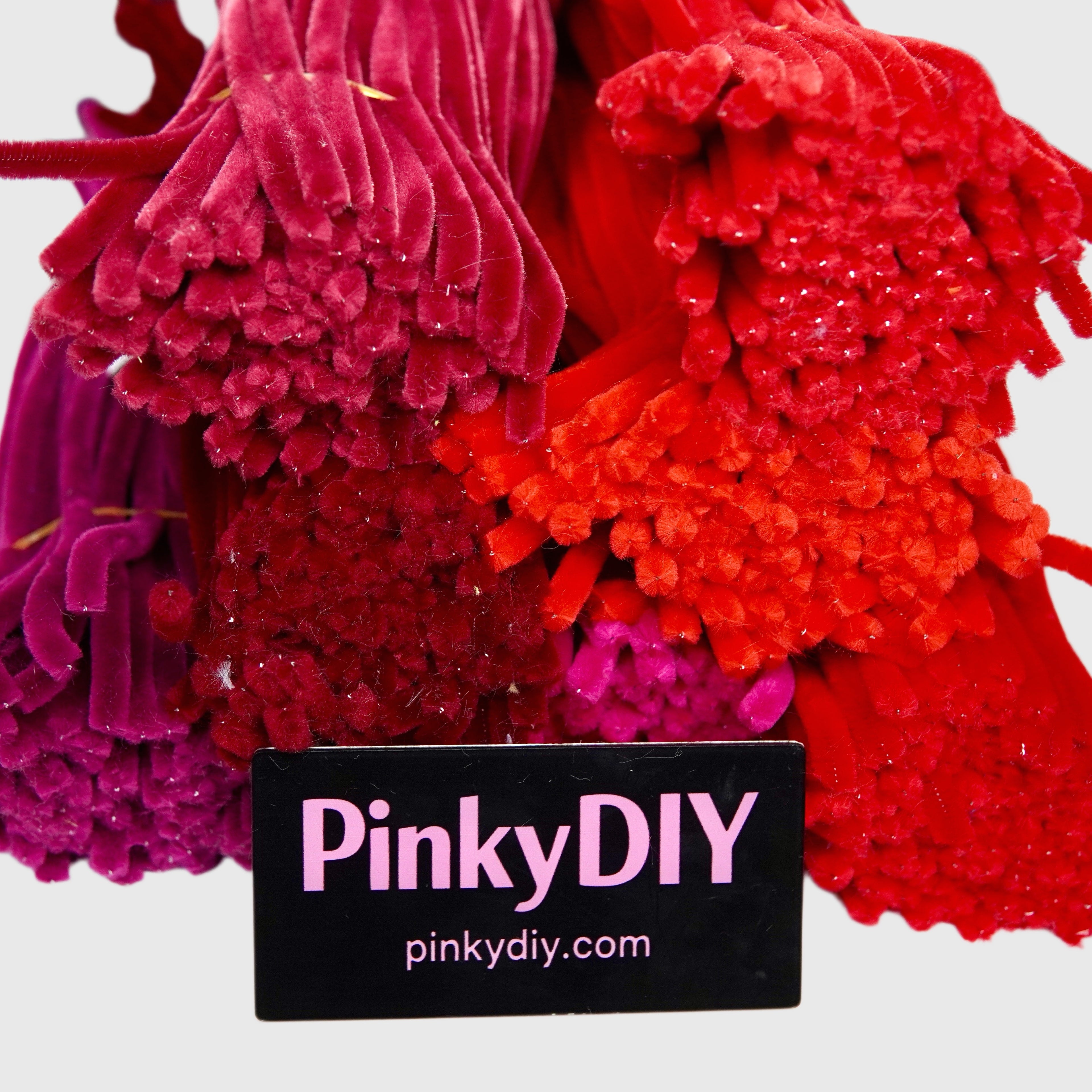 Red Pipe Cleaner Stems (Crimson, Cherry & Rose Red Tones)