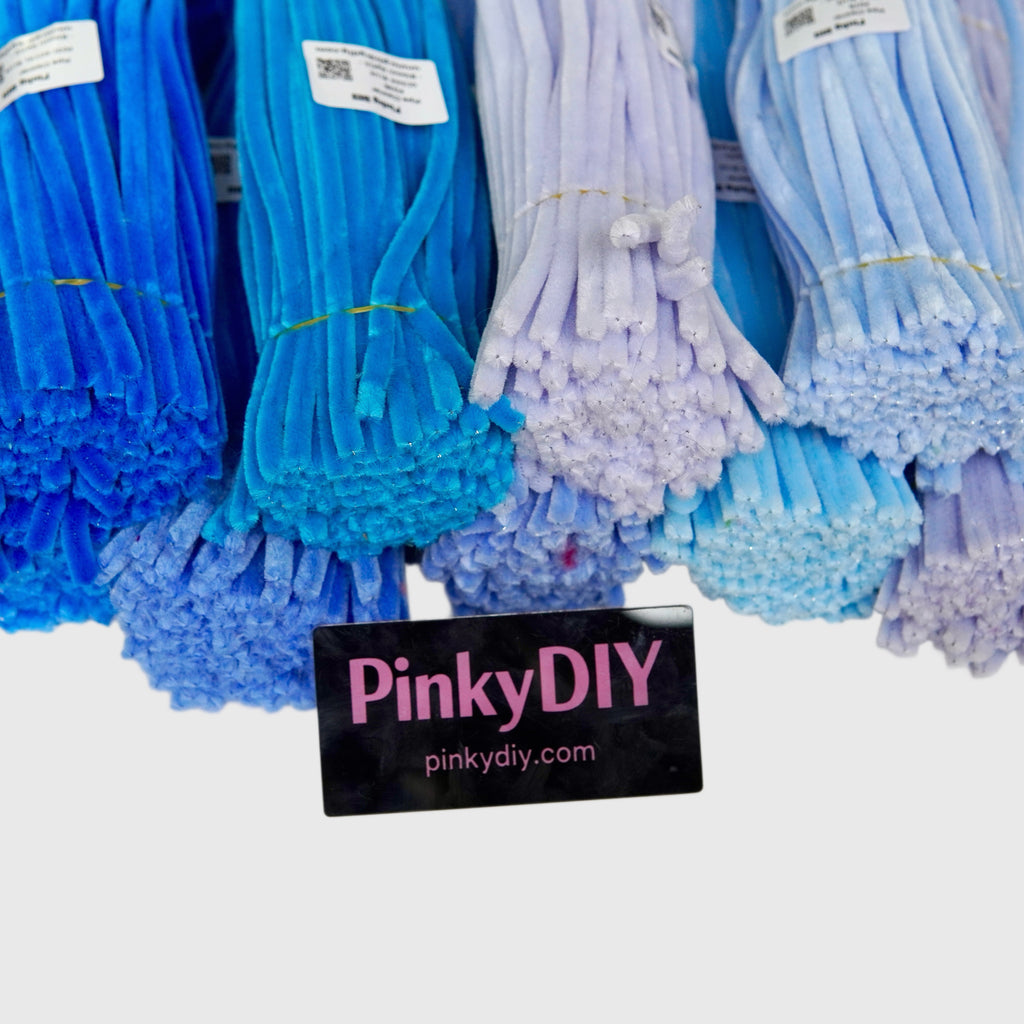 Blue Pipe Cleaner Stems (Sky, Baby & Navy Blue Tones)
