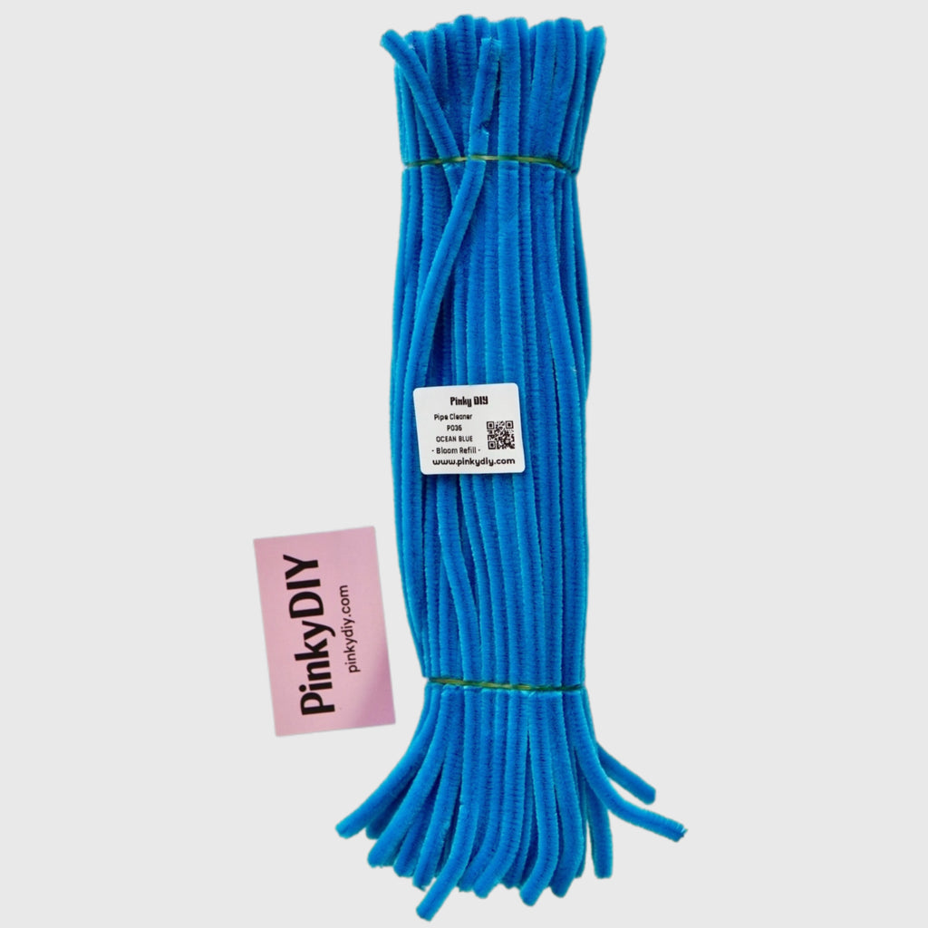Blue Pipe Cleaner Stems (Sky, Baby & Navy Blue Tones)