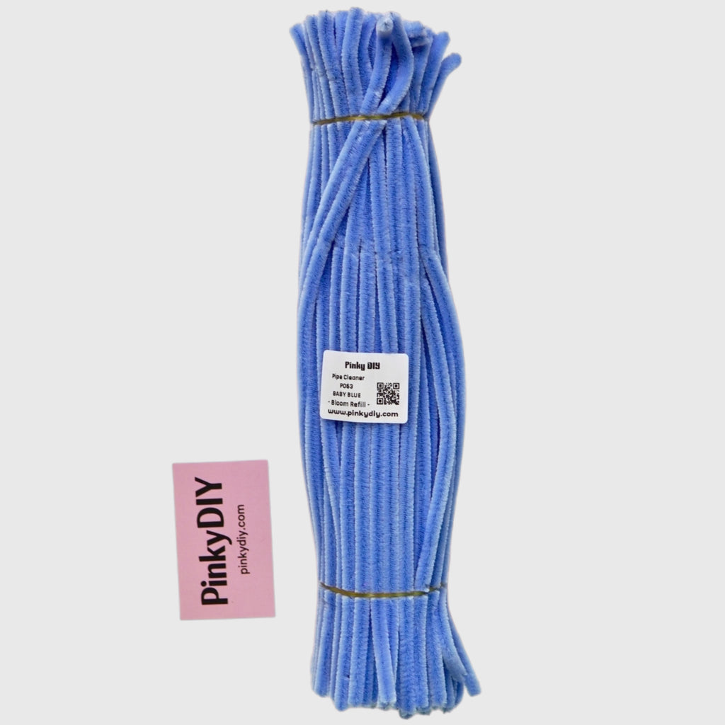 Blue Pipe Cleaner Stems (Sky, Baby & Navy Blue Tones)