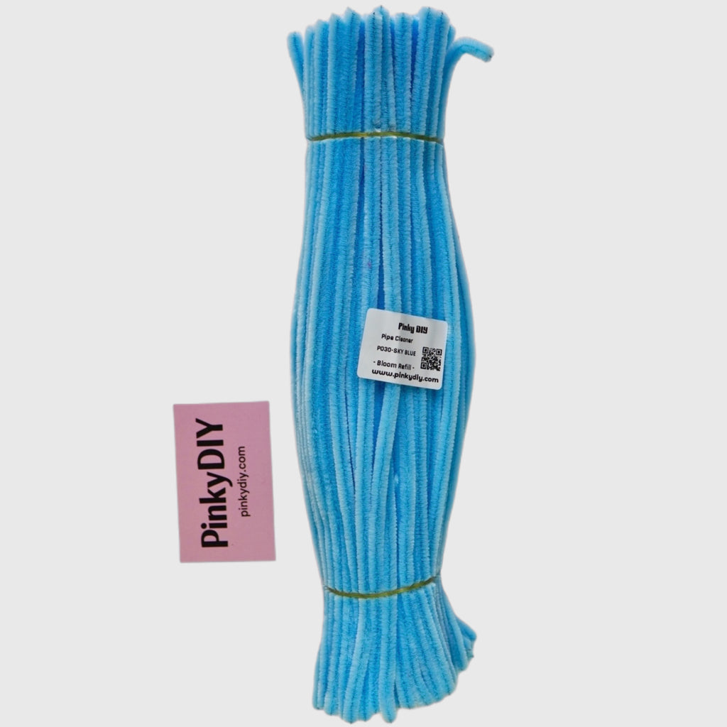 Blue Pipe Cleaner Stems (Sky, Baby & Navy Blue Tones)