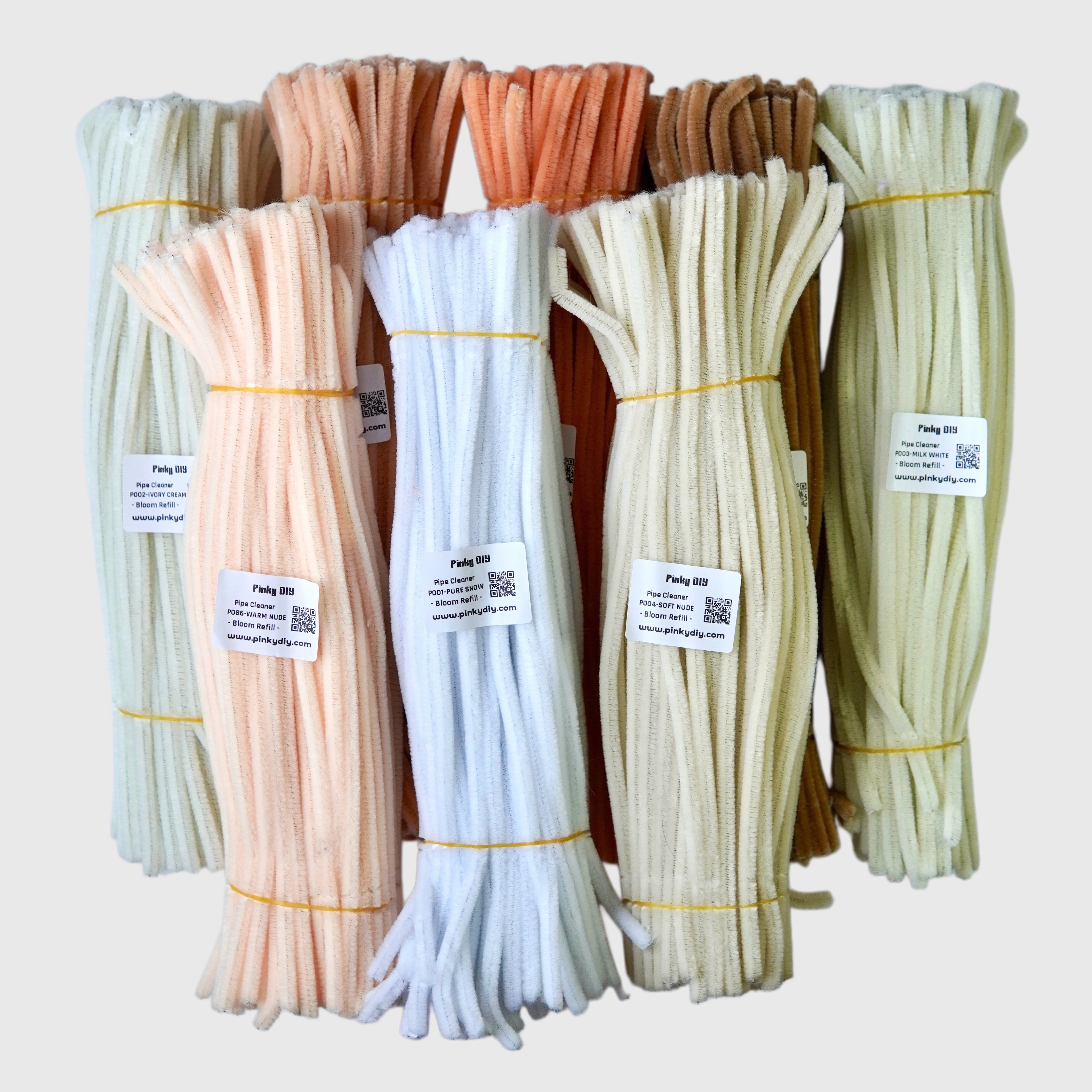 White & Neutral Pipe Cleaner Stems Refill - for DIY Crafts & handmade flower bouquet