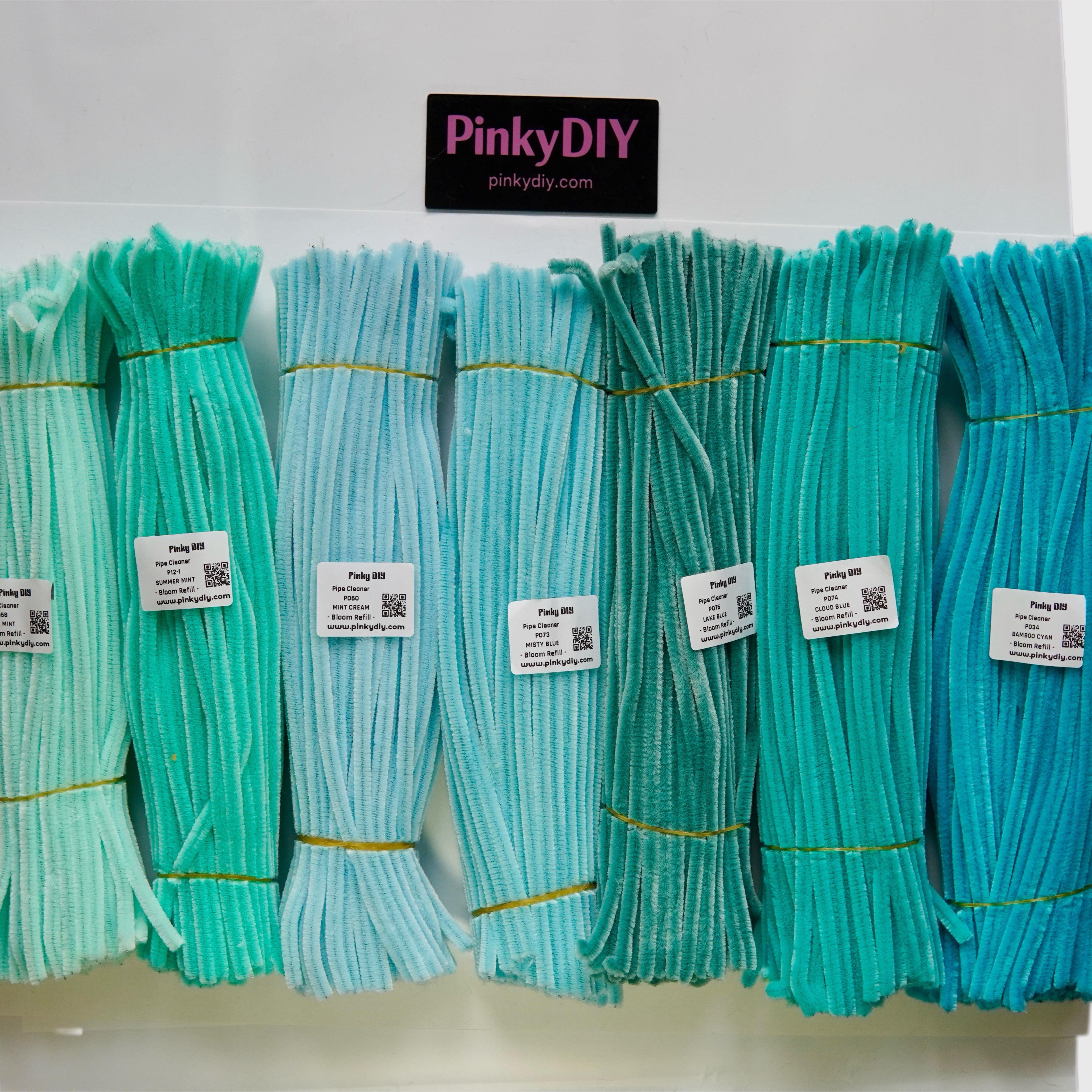 Teal, Blue & Green Pipe Cleaner Stems (Mint, Teal & Aqua Tones) - for DIY Crafts