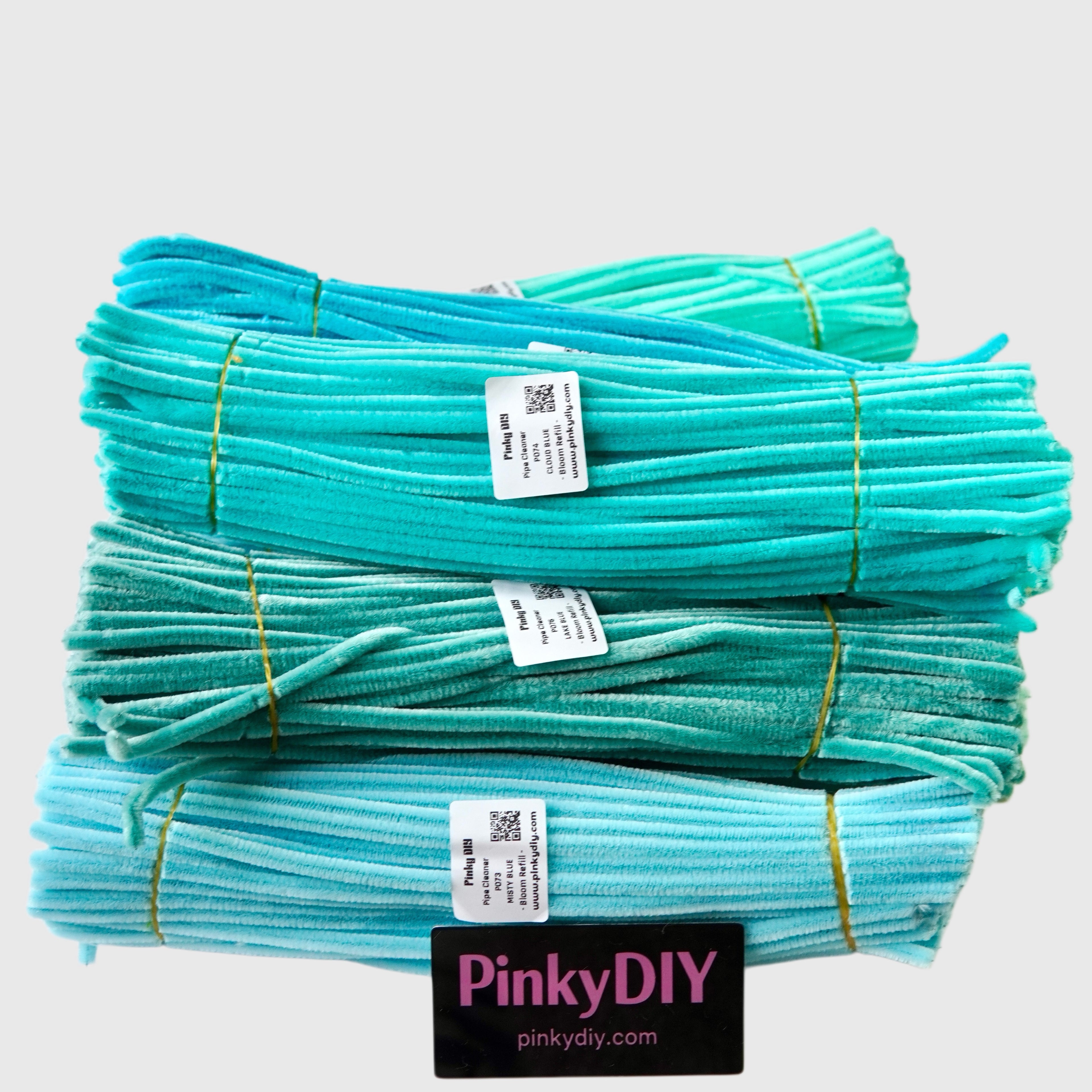 Teal, Blue & Green Pipe Cleaner Stems (Mint, Teal & Aqua Tones) - for DIY Crafts
