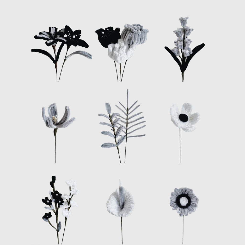 Black & Grey Pipe Cleaner Stems (Charcoal, Slate & Jet Black Tones) - for DIY Crafts