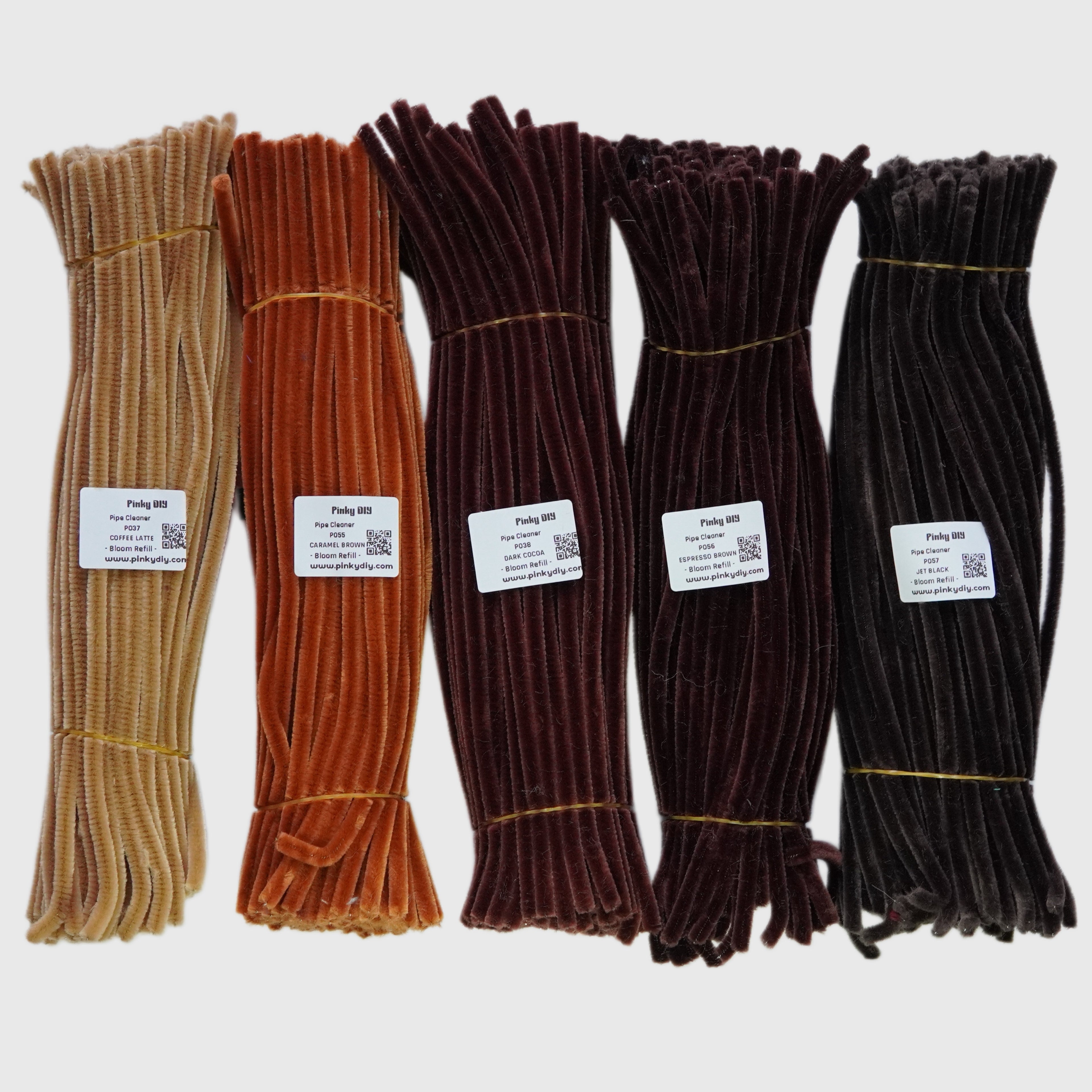 Brown & Neutral Pipe Cleaner Stems (Coffee, Caramel & Cocoa Tones) - for DIY Crafts