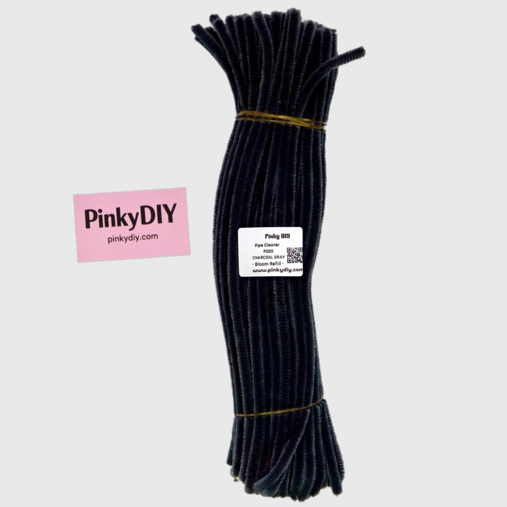 Black & Grey Pipe Cleaner Stems (Charcoal, Slate & Jet Black Tones) - for DIY Crafts