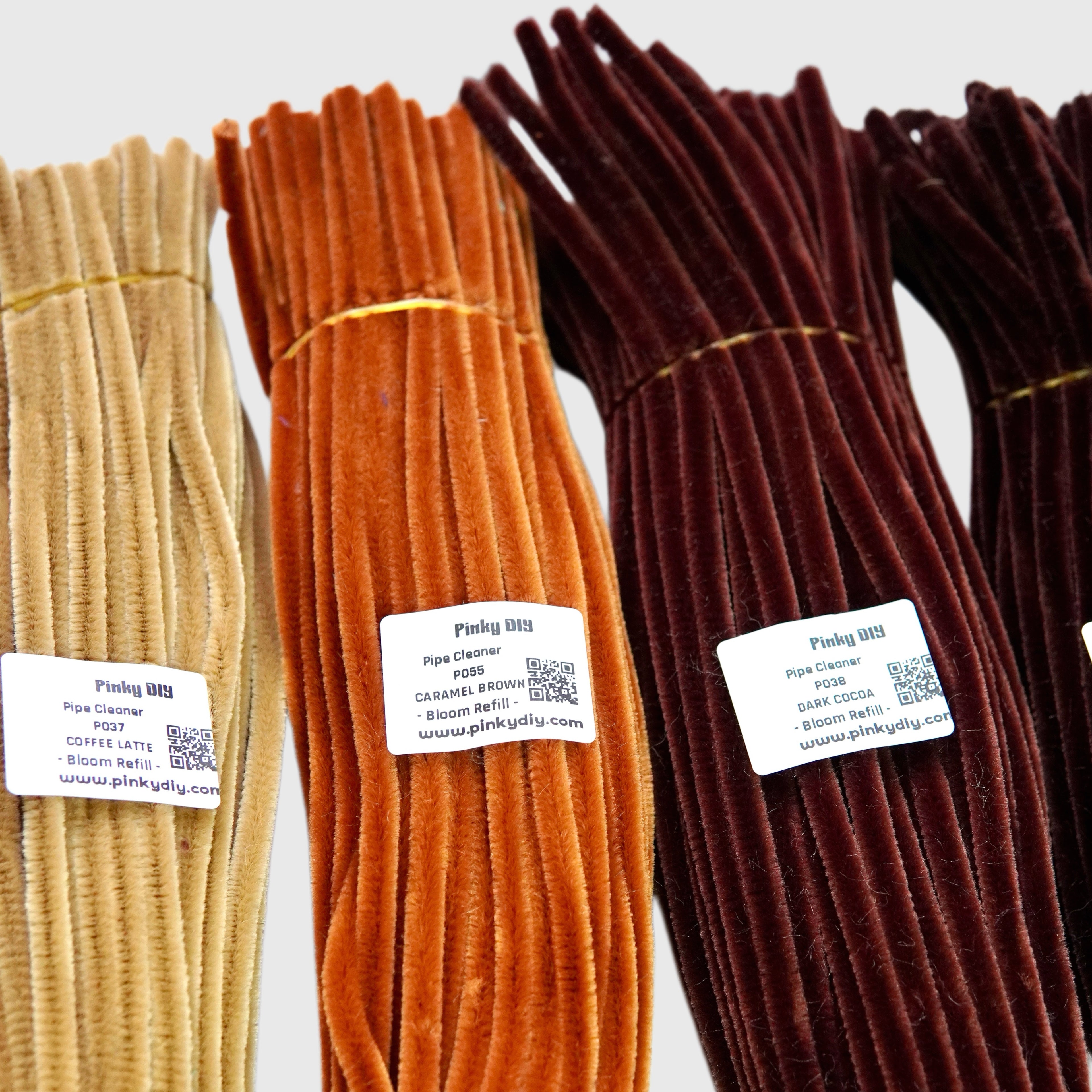 Brown & Neutral Pipe Cleaner Stems (Coffee, Caramel & Cocoa Tones) - for DIY Crafts